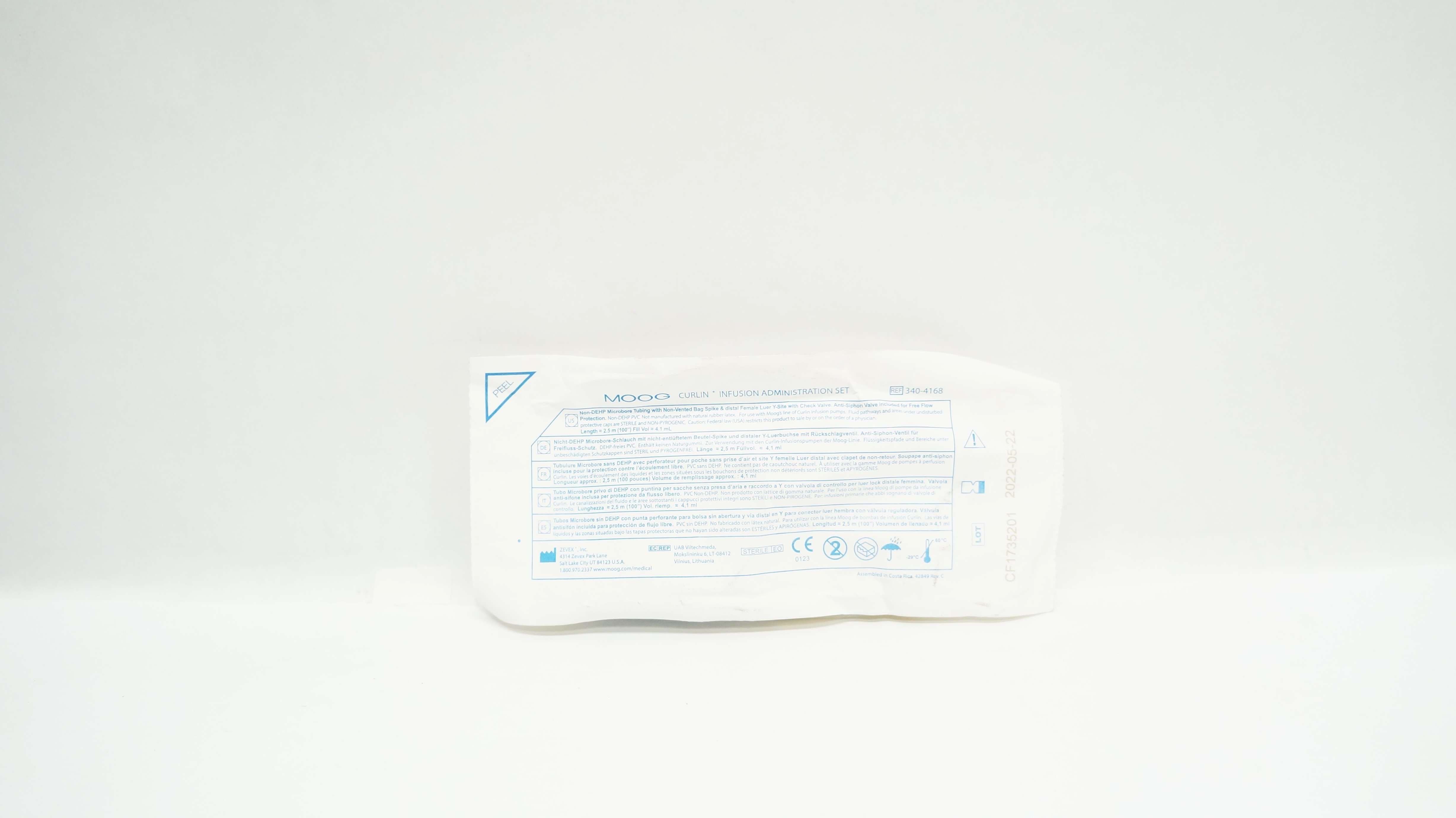 Zevex 340-4168 Moog Curlin Infusion Administration Set 100 inch x 4.1 mL (x)