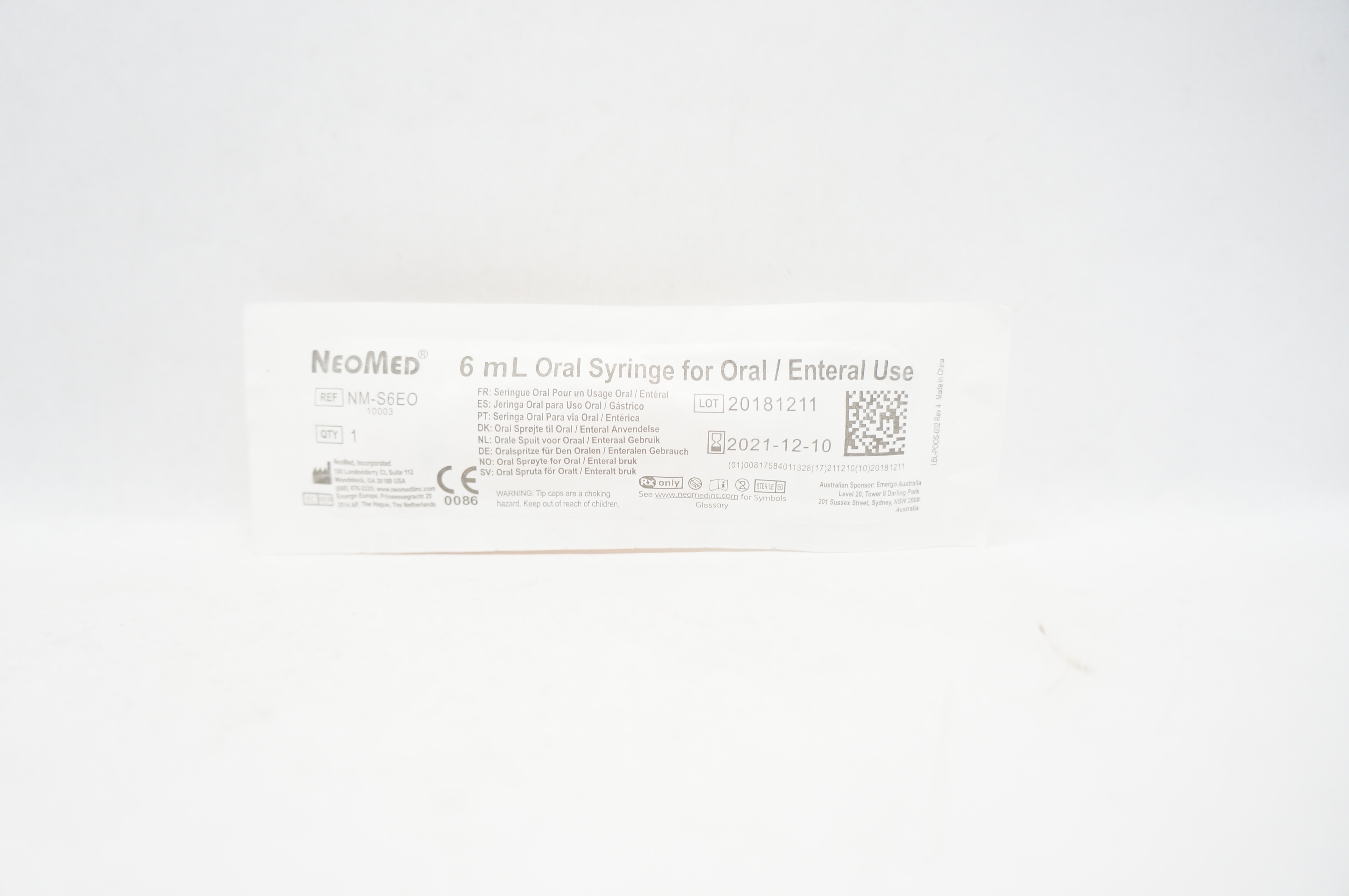 NeoMed NM-S6EO Oral Syringe for Oral/Enteral 6mL (x)