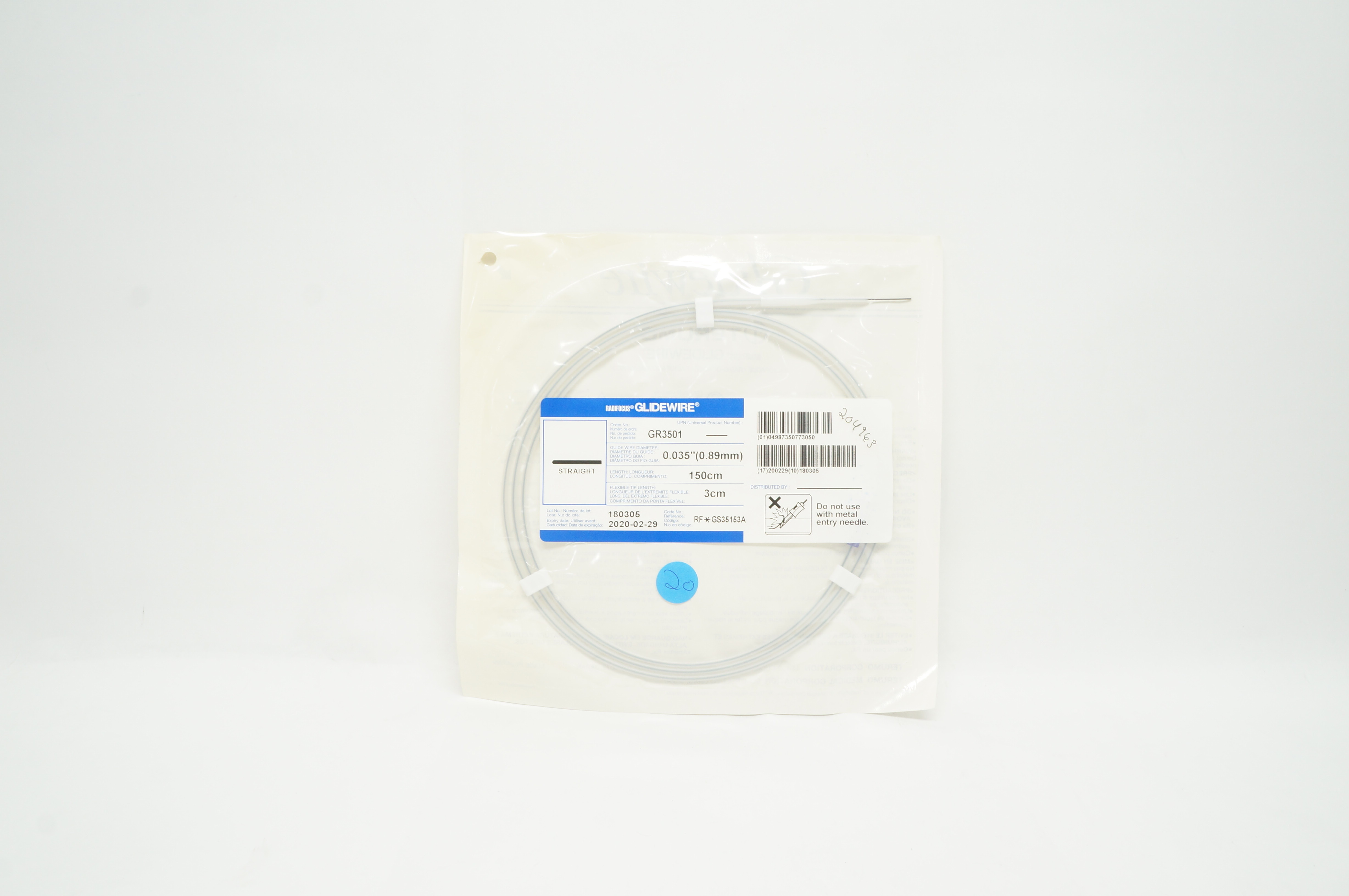 Terumo GR3501 Radiofocus Glidewire Straight 0.035inch x 150cm x 3cm (x)
