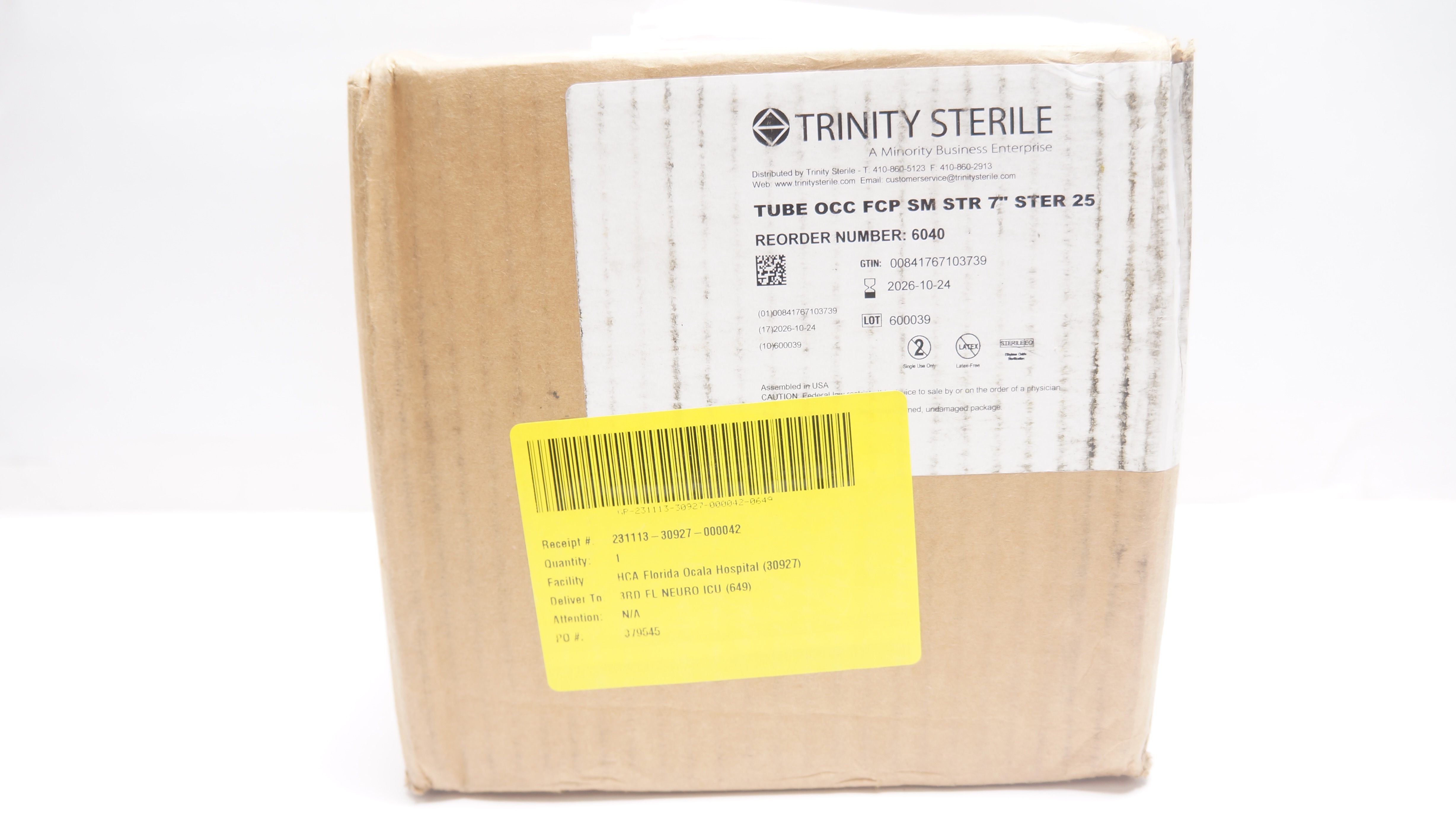 Trinity Sterile 6040 Tube OCC FCP SM STR 7In Ster 25