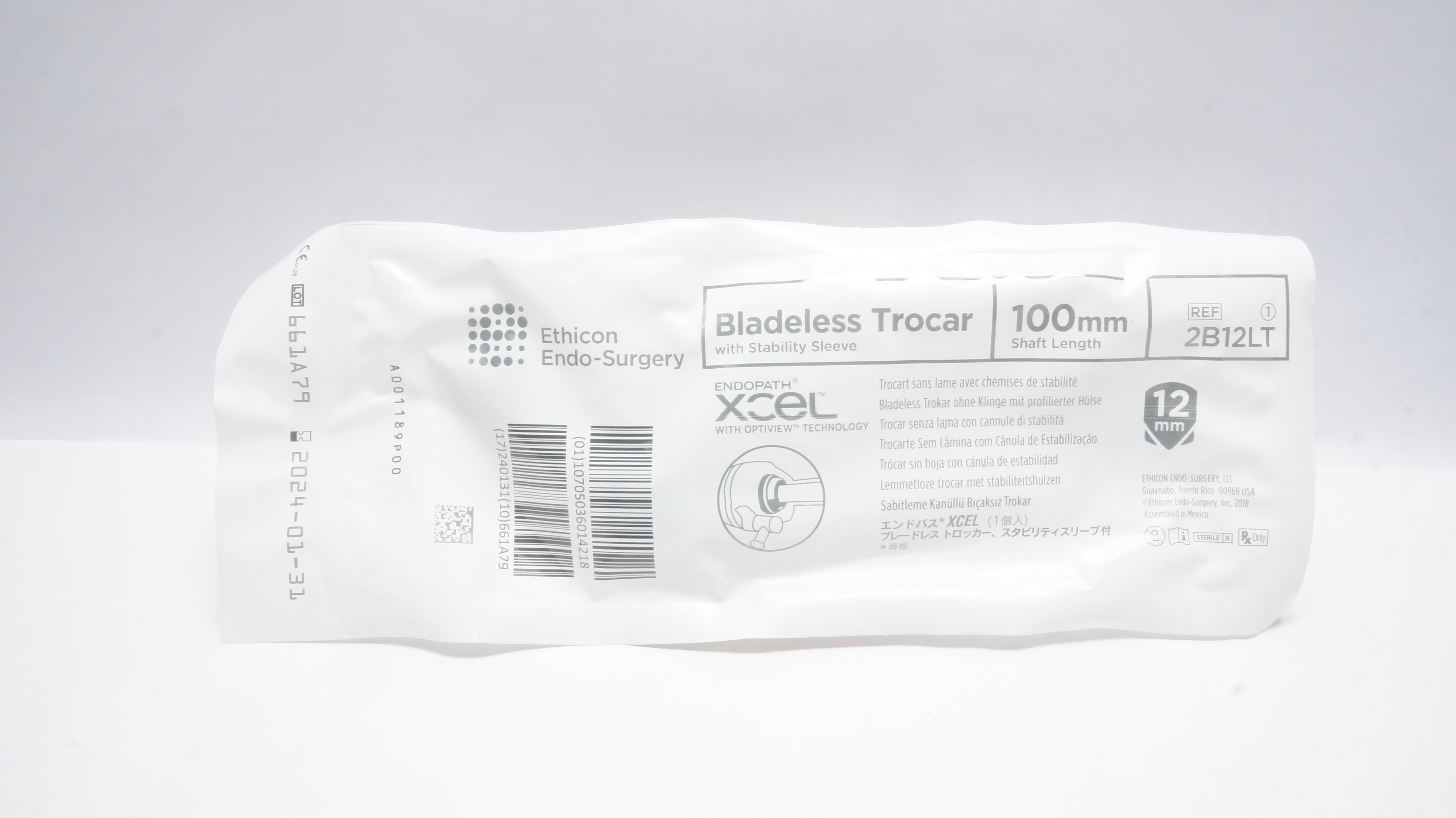 Ethicon 2B12LT Bladeless Trocar W/OPTIVIEW Stability Sleeve 12 x 100mm (x)