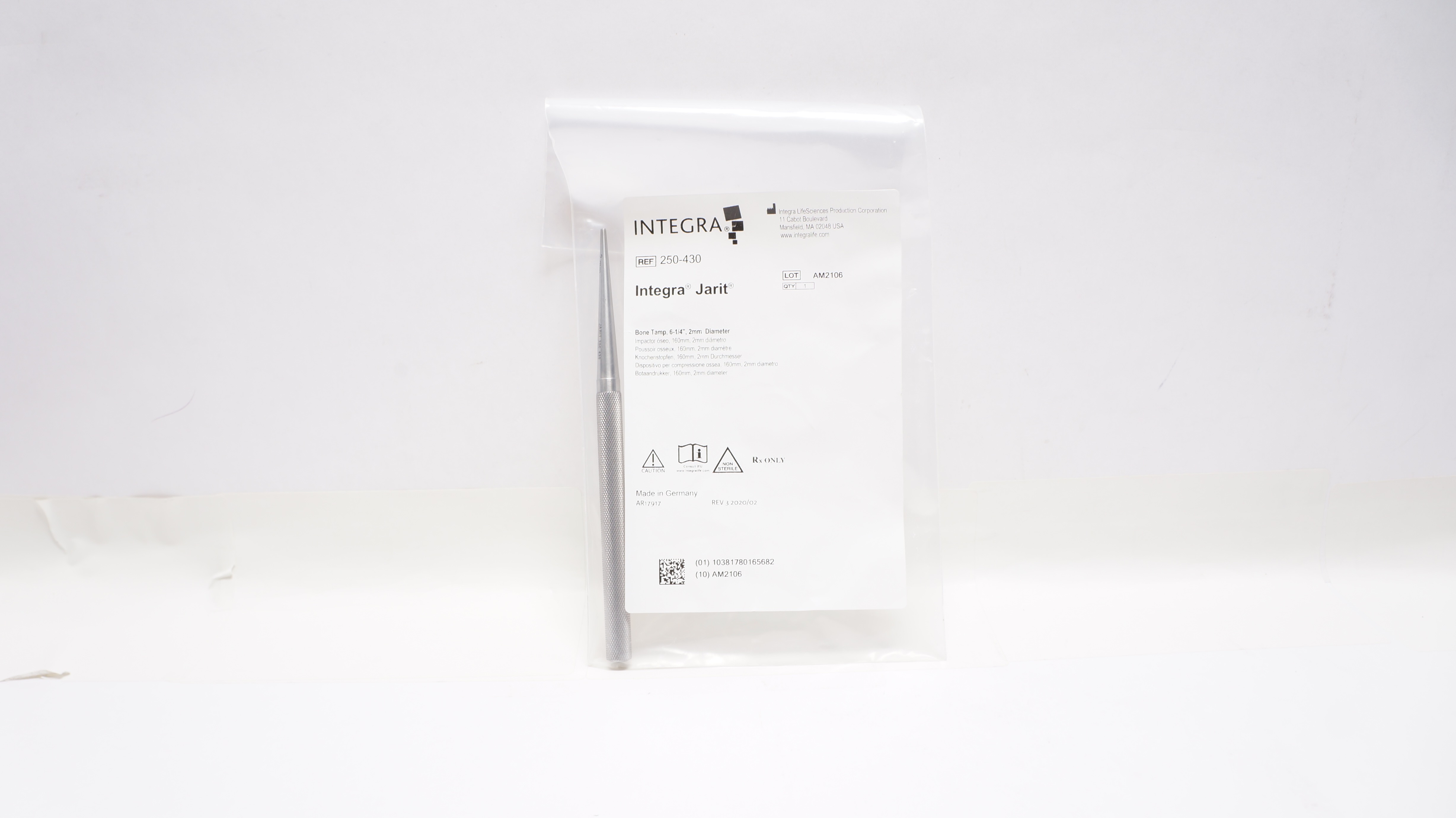 Integra 250430 Jarit Bone Tamp, 2mm Diameter, 61/4 inch