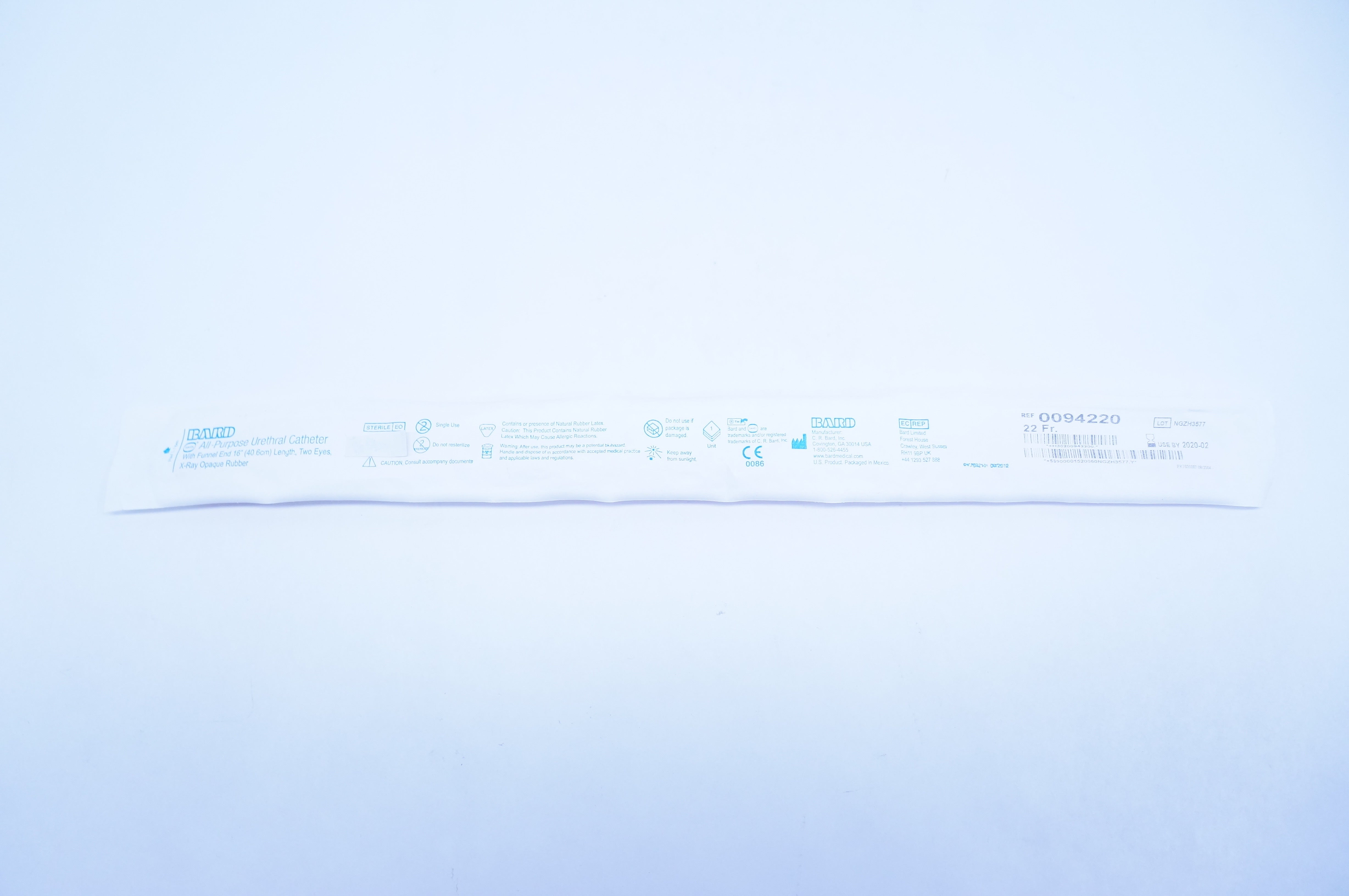 Bard 0094220 Davol All-Purpose Urethral Cath. 22Fr. With Funnel End 16 inch (x)