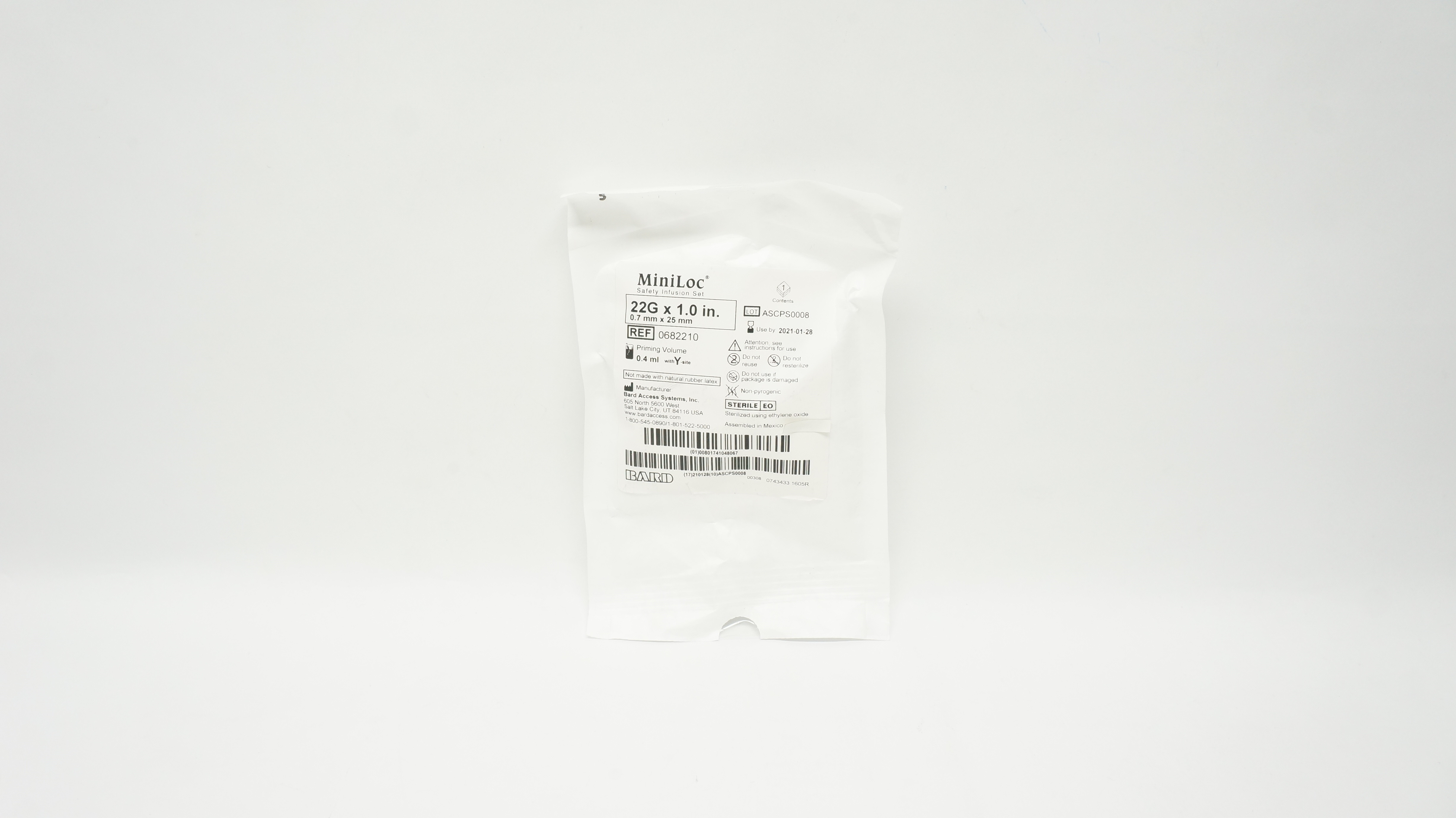 Bard 0682210 MiniLoc Safety Infusion Set 22G x 1inch (x)