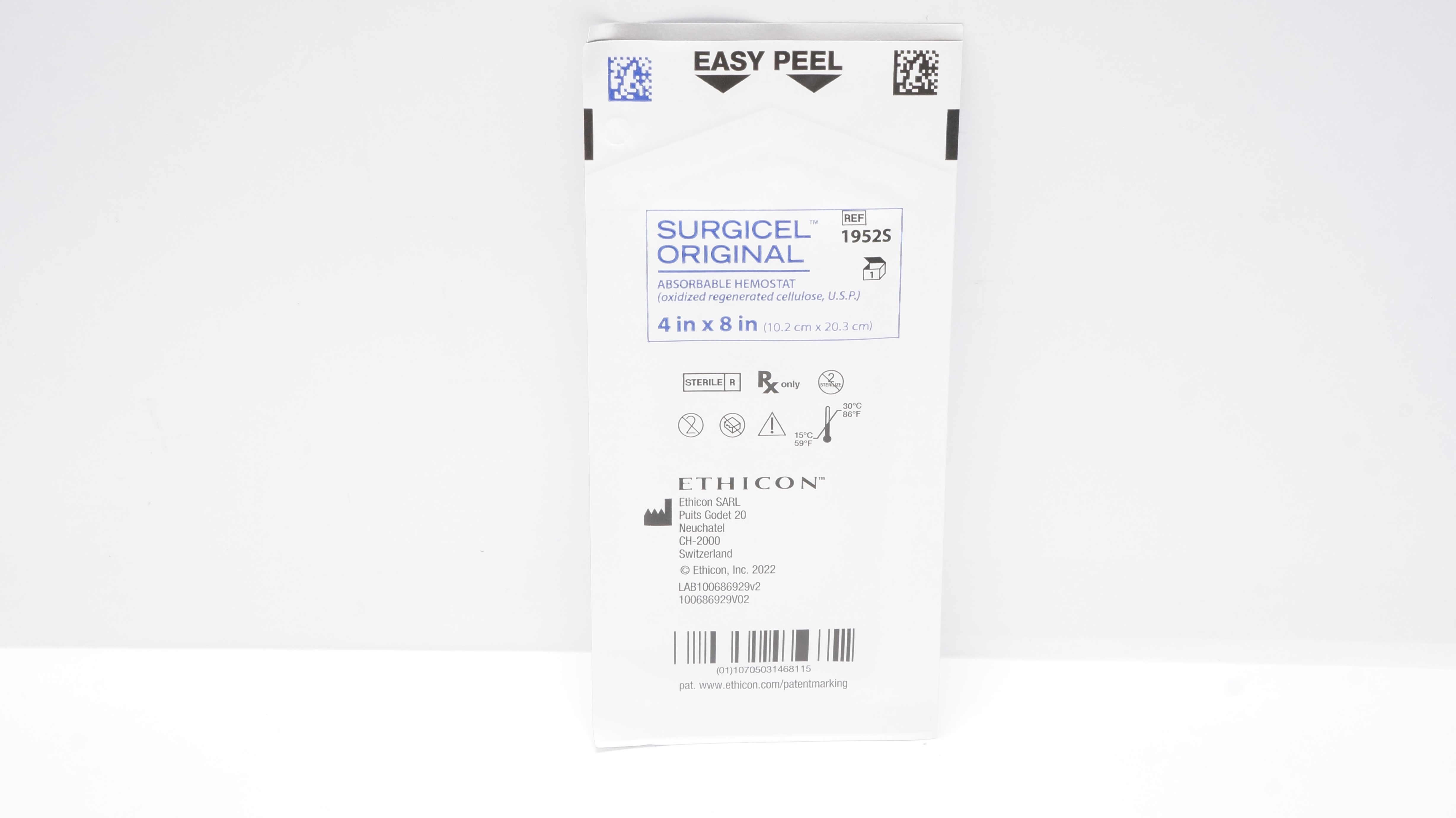 Ethicon 1952S Surgicel Original Absorbable Hemostat 4inch x 8inch