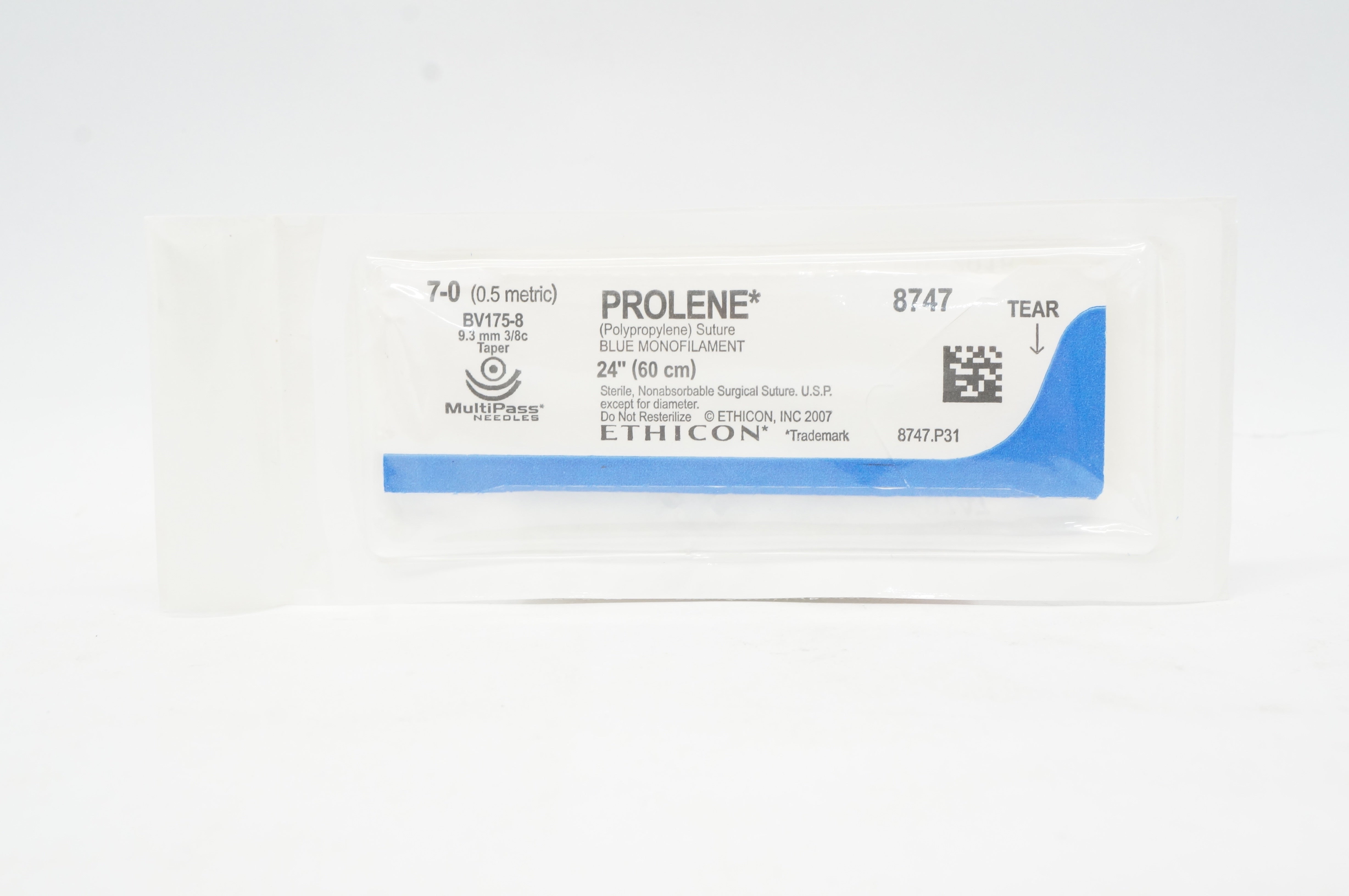Ethicon 8747 7-0 PROLENE BV175-8 9.3mm 3/8c Taper 24inch (x)