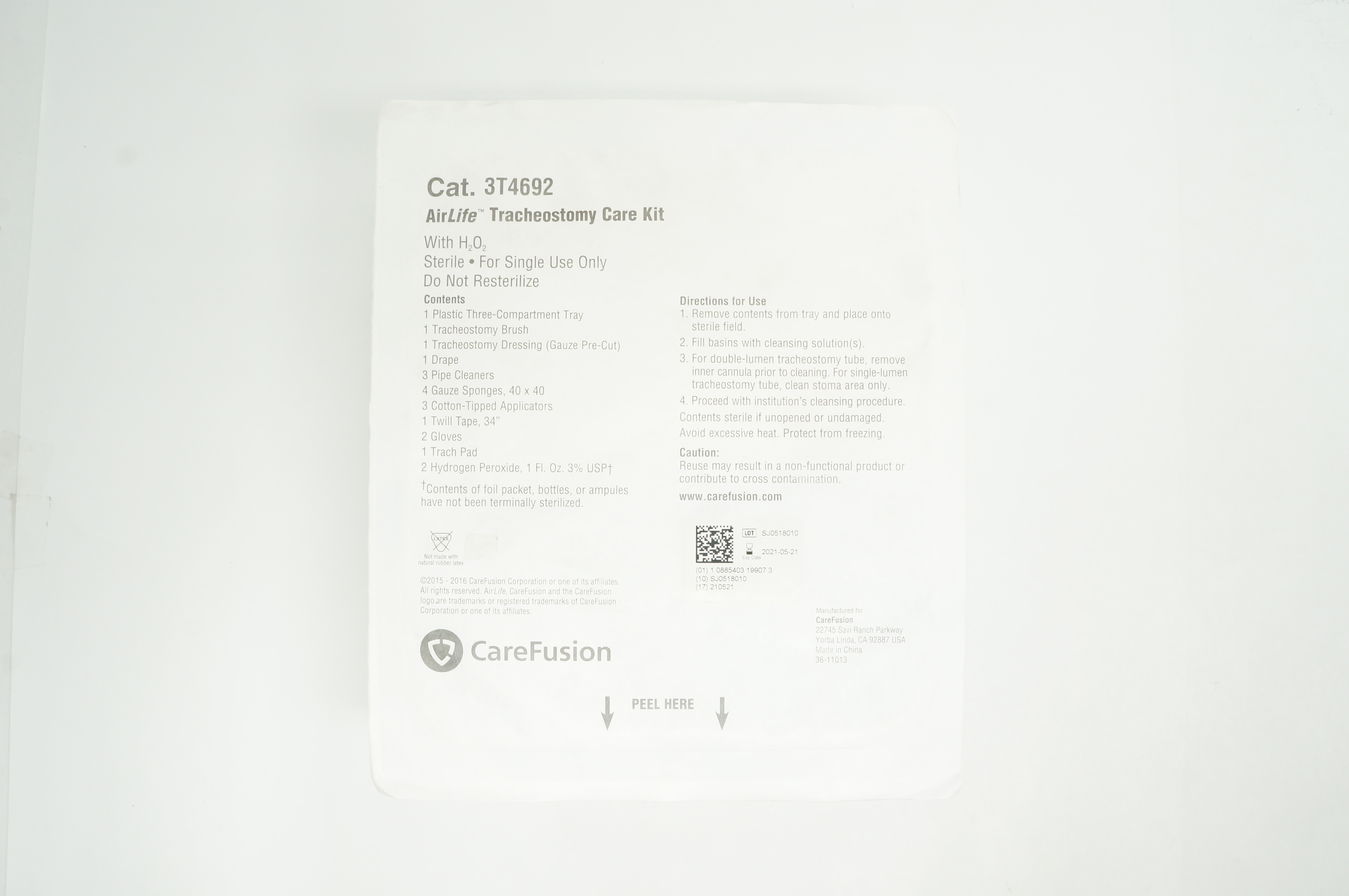 CareFusion 3T4692 AirLife Tracheostomy Care Kit With H2O2