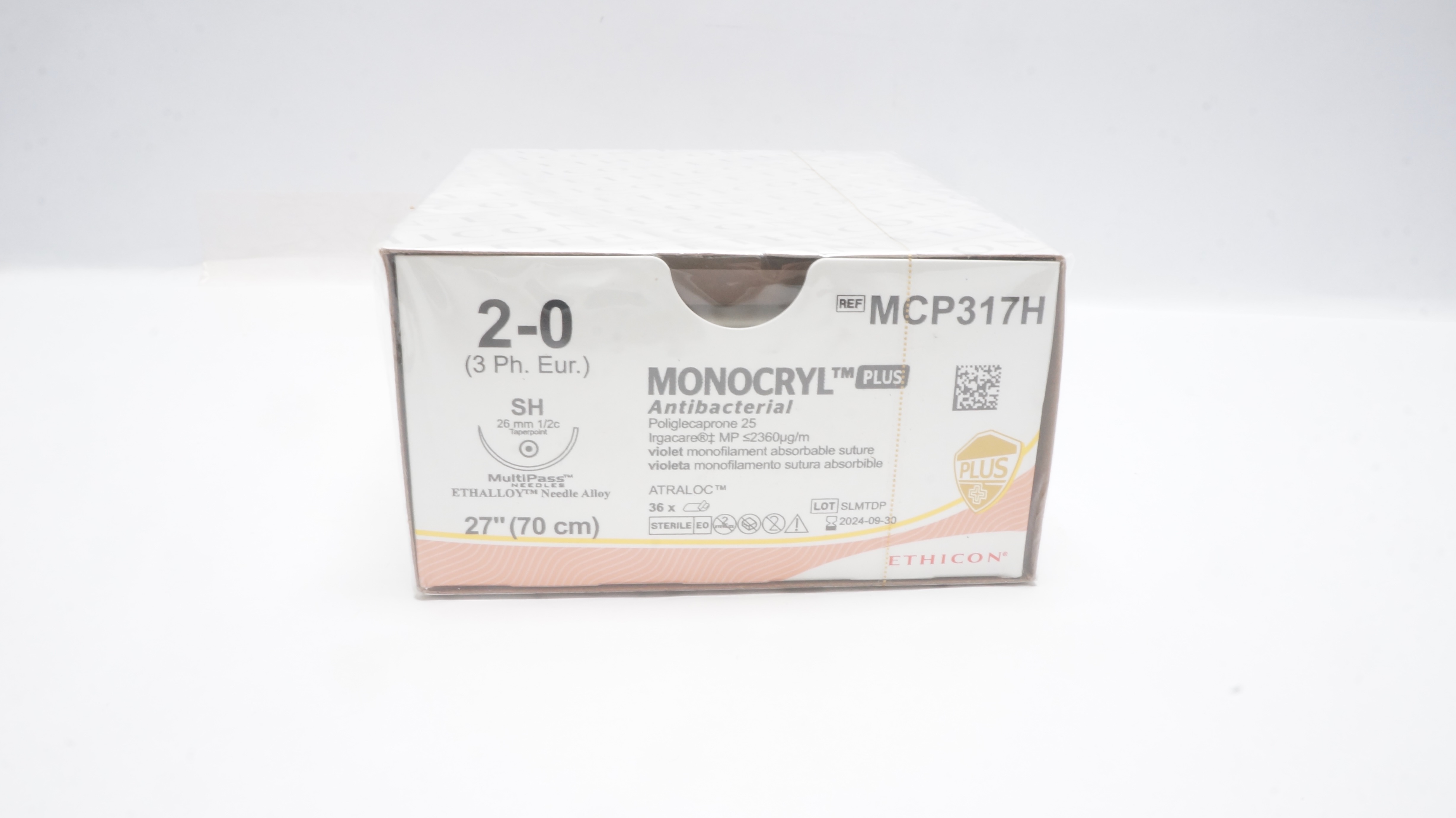 Ethicon MCP317H 2-0 Monocryl Stre SH 26mm 1/2c Taperpoint 27inch (x) - Box of 36