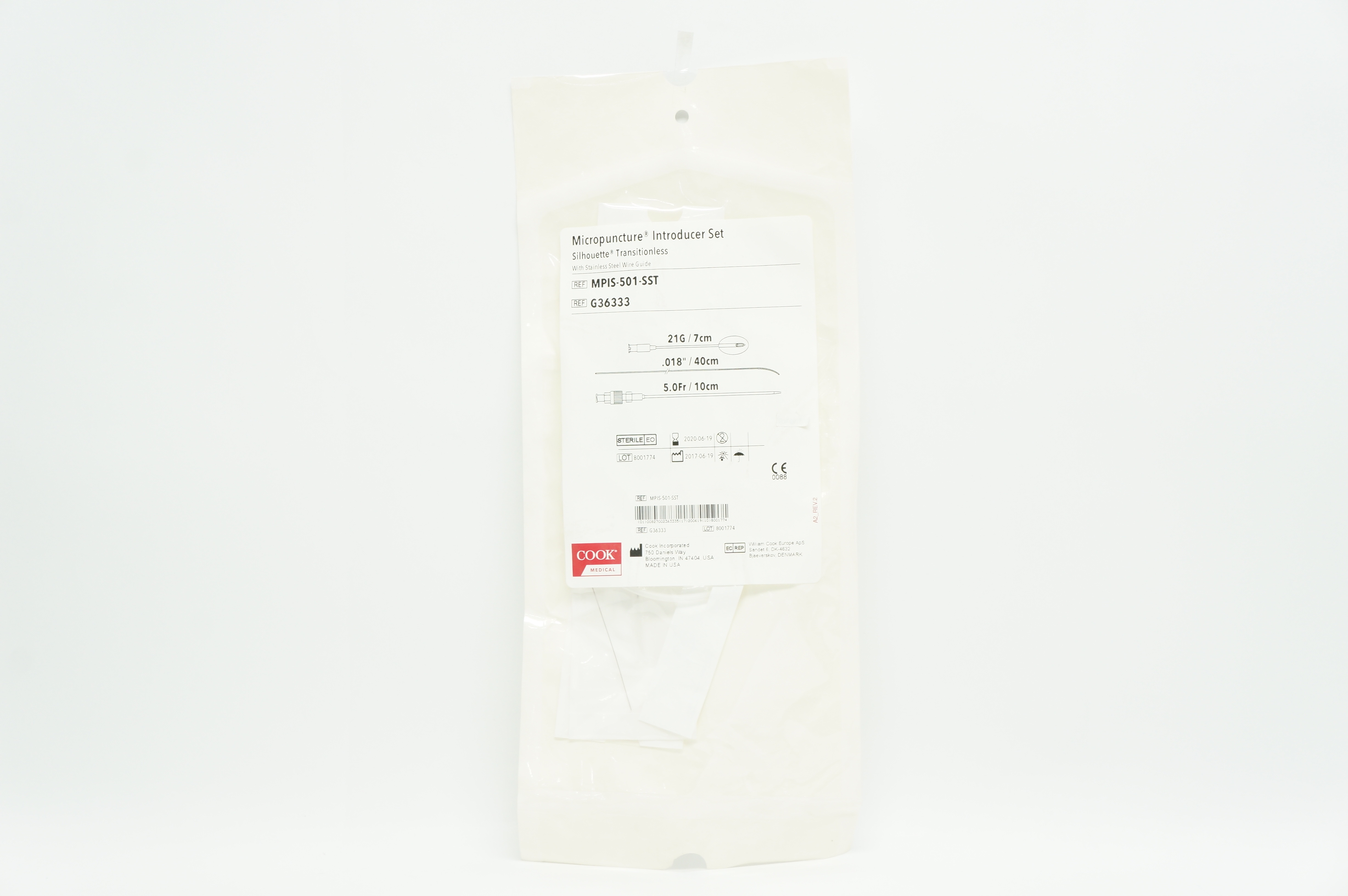 Cook Medical G36333 Micropuncture Introducer Set 5.0Fr. x 10cm (x)