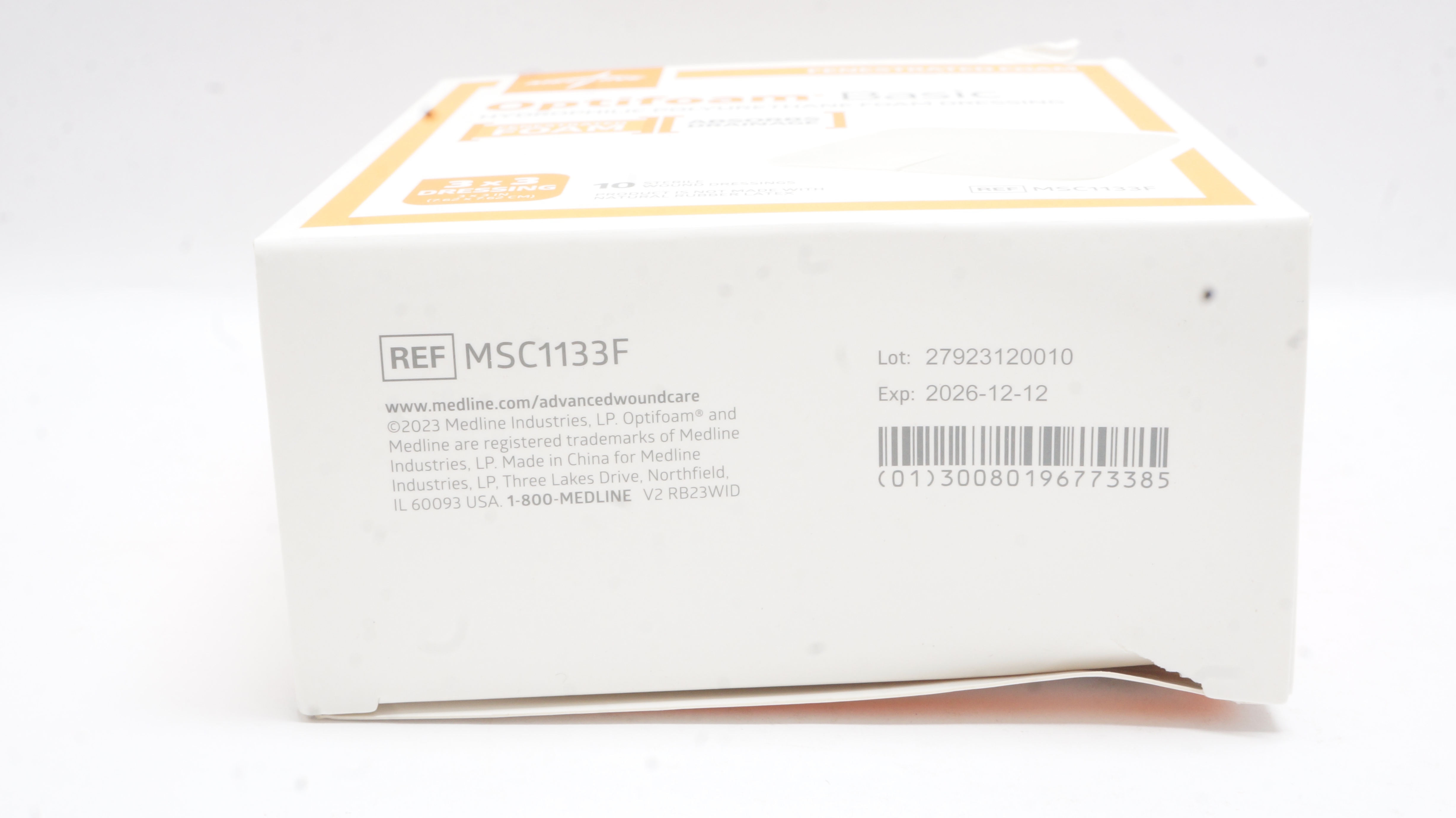 Medline MSC1133F Optifoam Basic Hydrophilic Foam Dressing 3