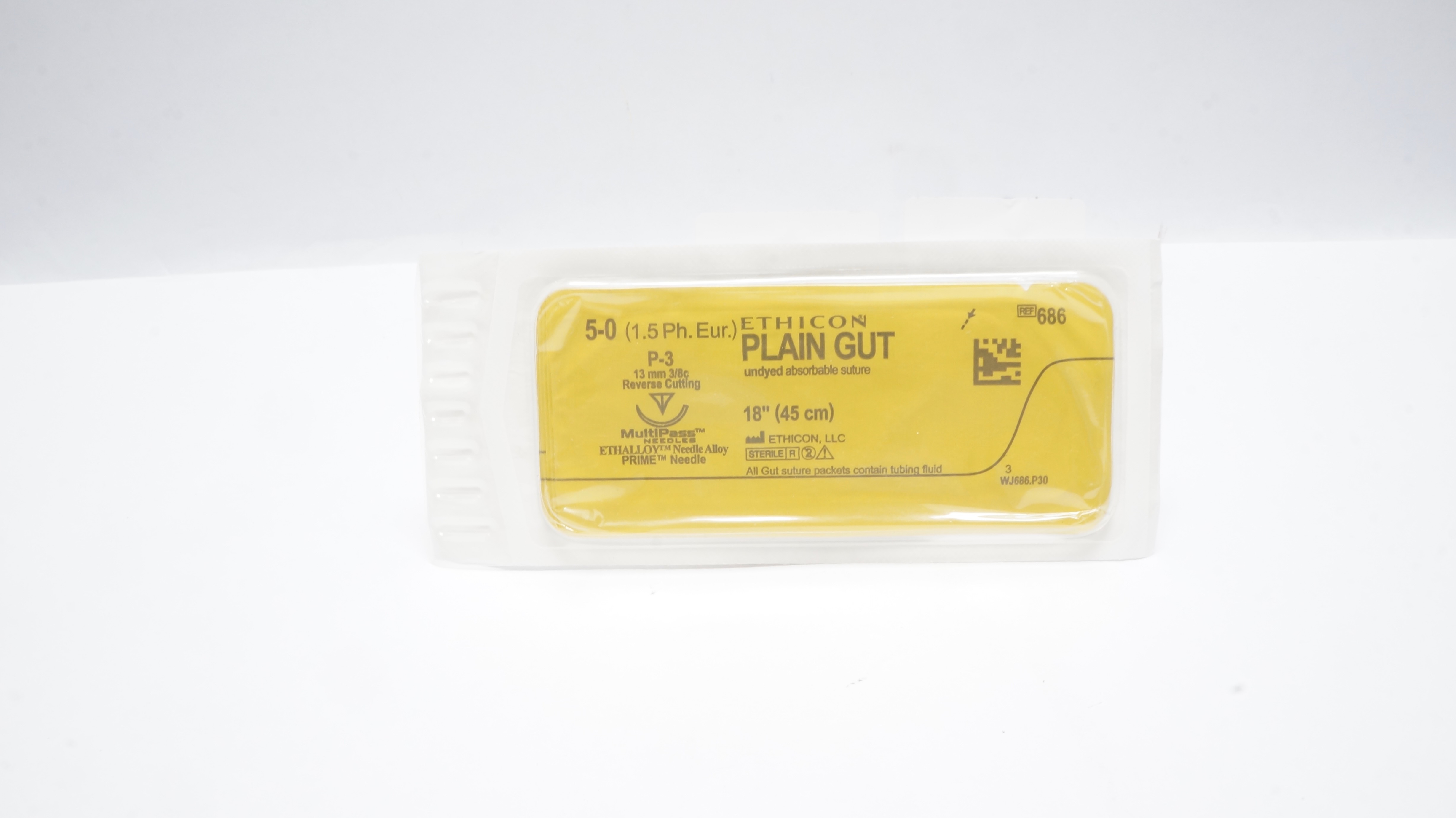 Ethicon 686 5-0 Plain Gut Surgical Stre P-3 13mm 3/8c Reverse Cutting 18inch