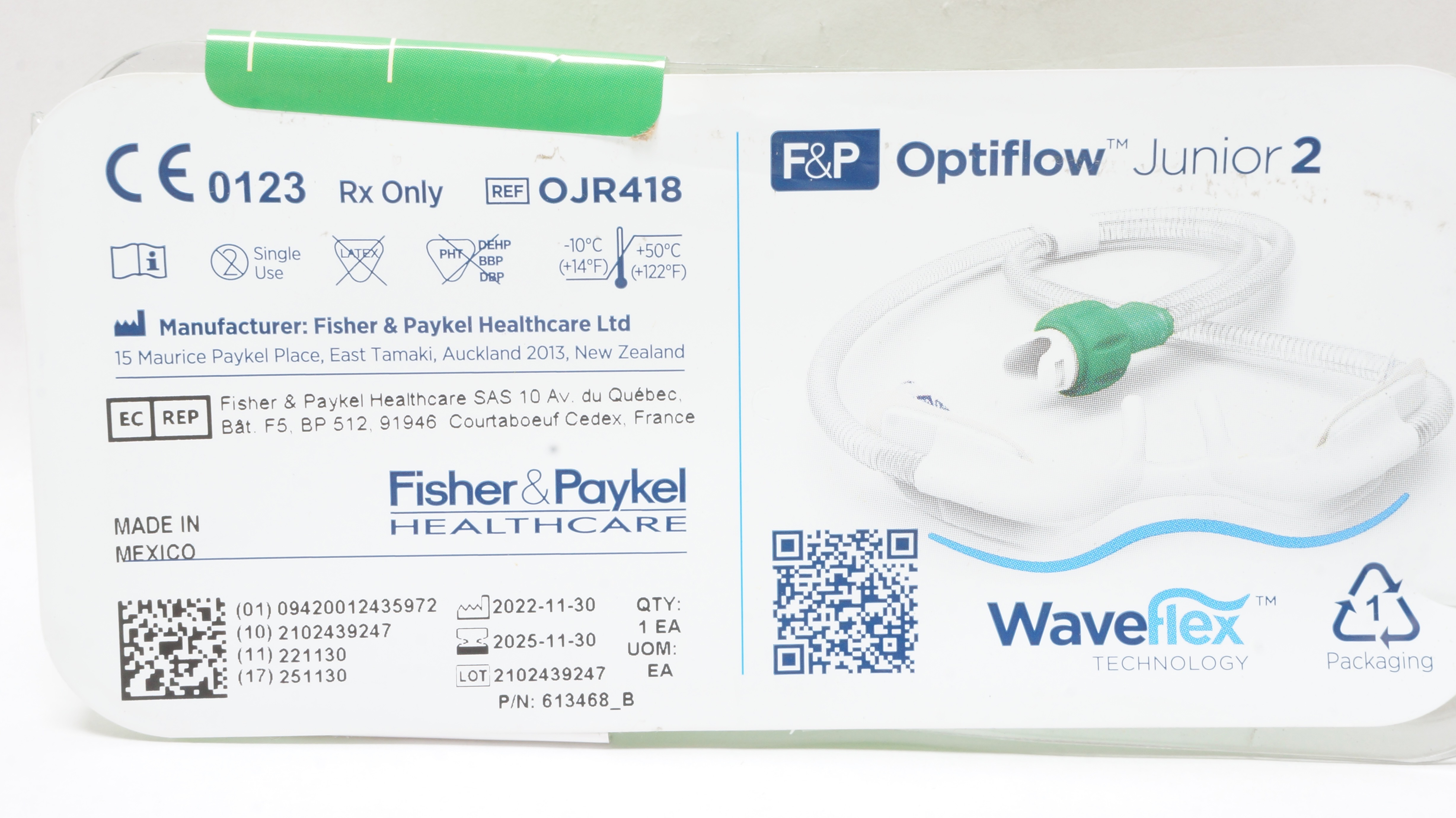 Fisher&Paykel OJR418 Optiflow Junior 2 Nasal Cannula XL, WaveFlex