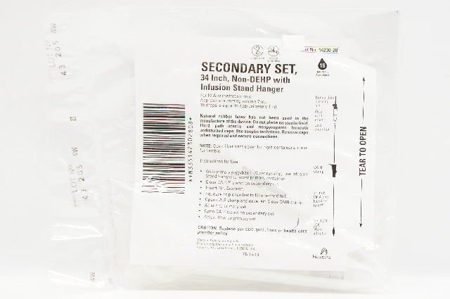 Hospira 14230-28 Secondary Set, 34inch Non-DEHP 15 Drops/mL
