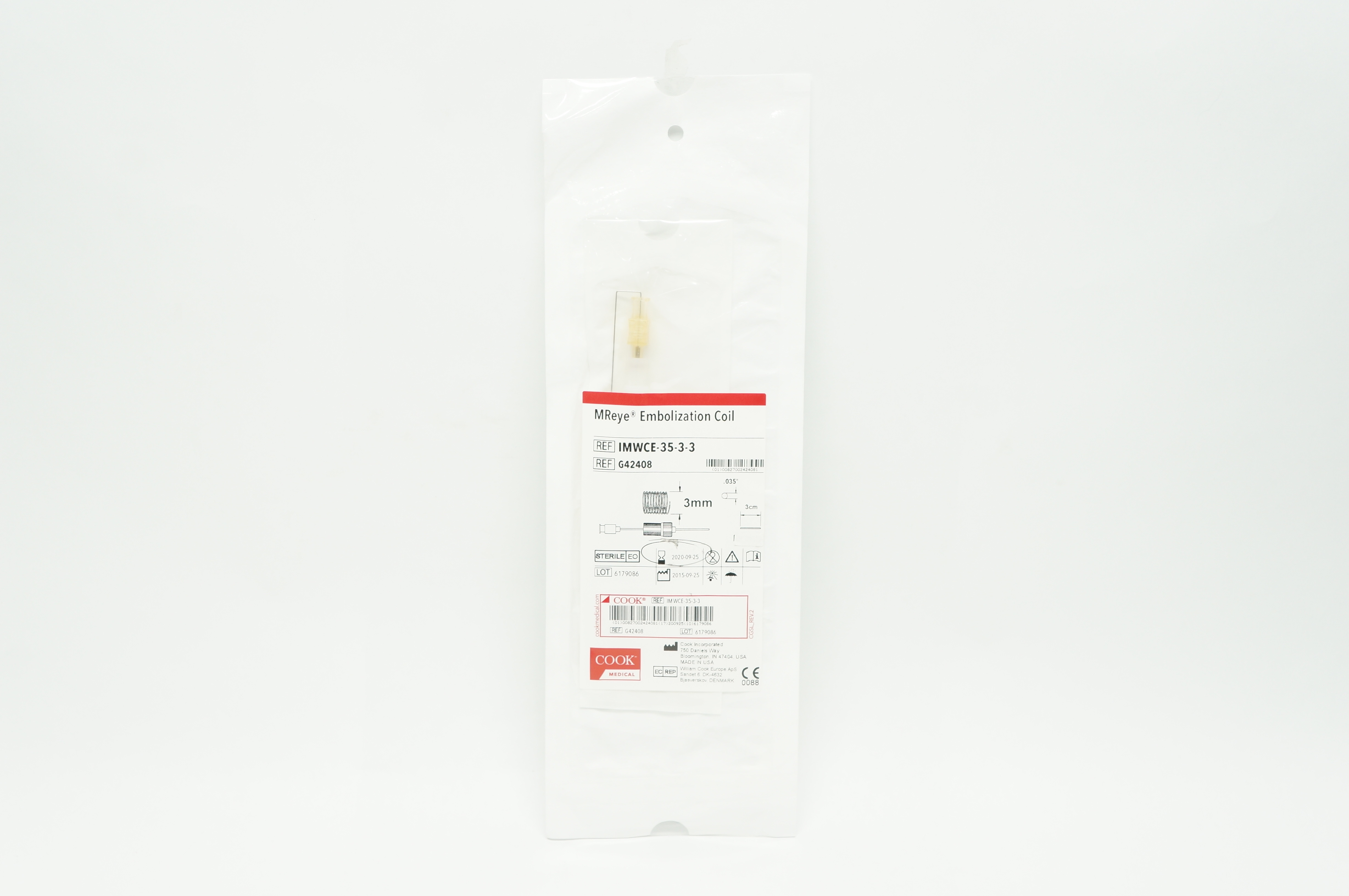 Cook Medical G42408 MReye Embolization Coil 3mm x 3cm x 0.035inch (x)