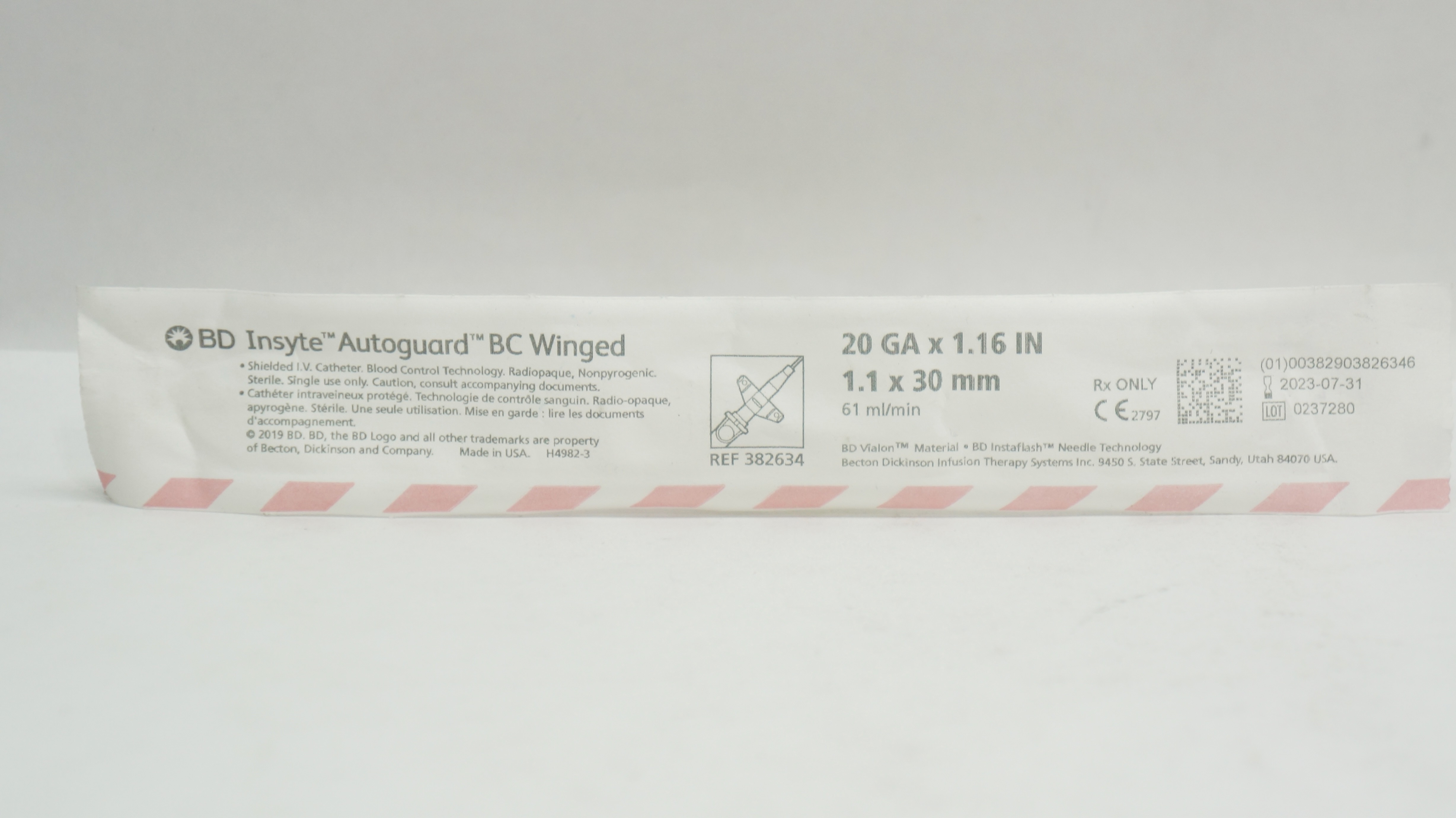 BD 382634 Insyte Autoguard BC Winged Shielded I.V. Cath. 20GA x 1.16inch (x)