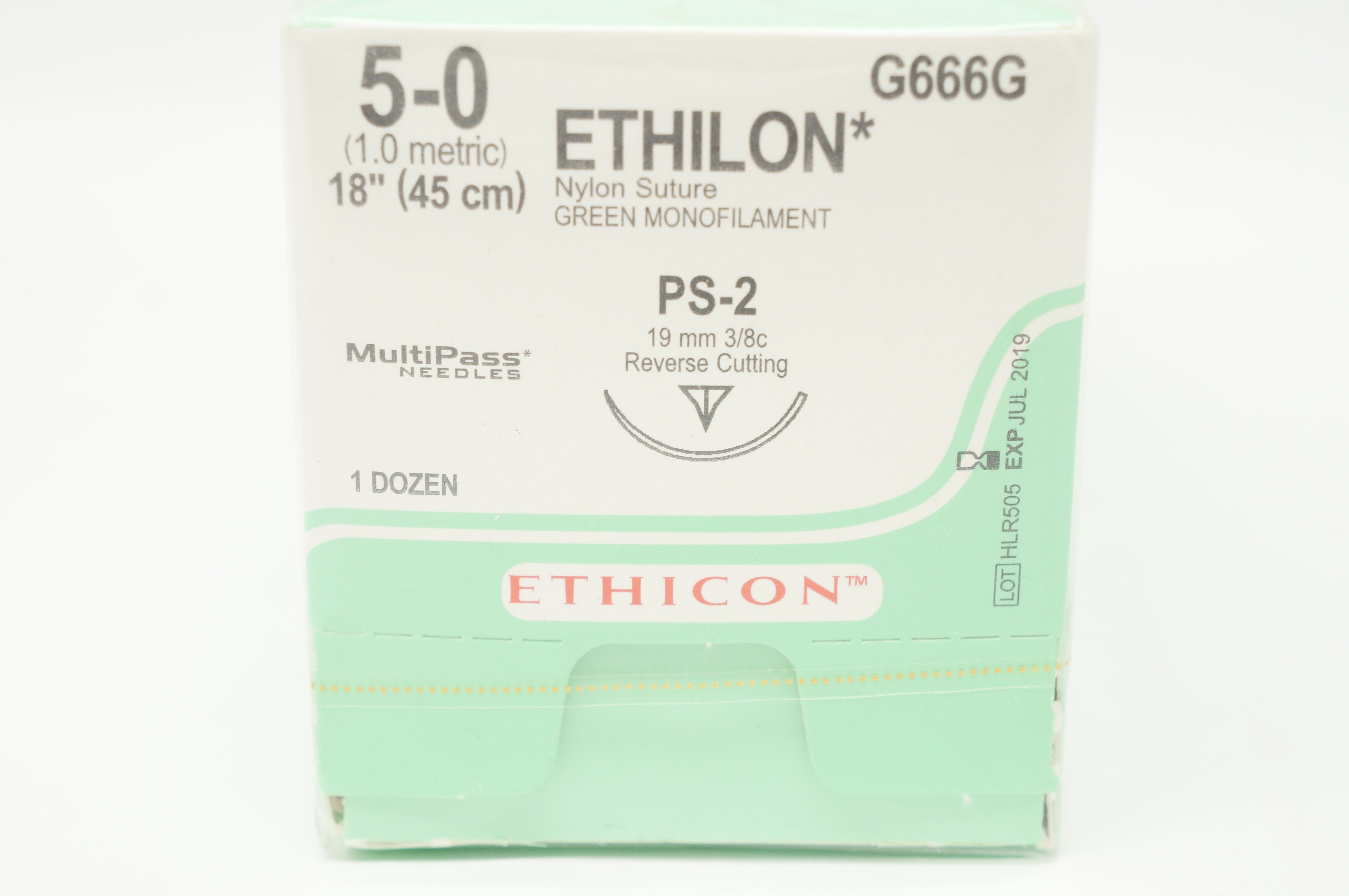 Ethicon G666G 5-0 Ethilon Stre PS-2 19mm 3/8c Reverse Cutting 18in.(x)-Box of 12