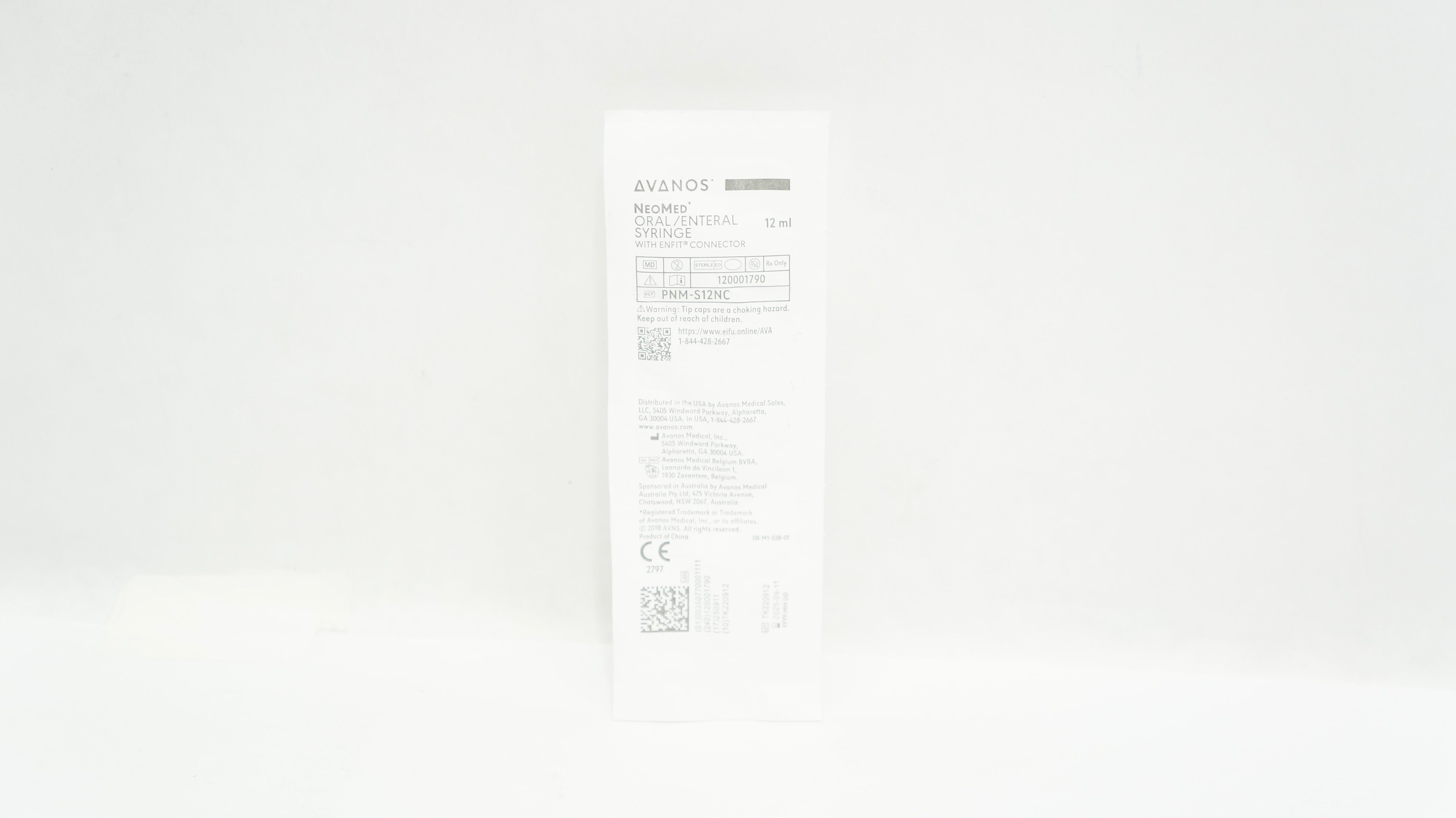 Avanos PNM-S12NC NeoMed Oral/Enteral Syringe with ENFIT Connector 12mL