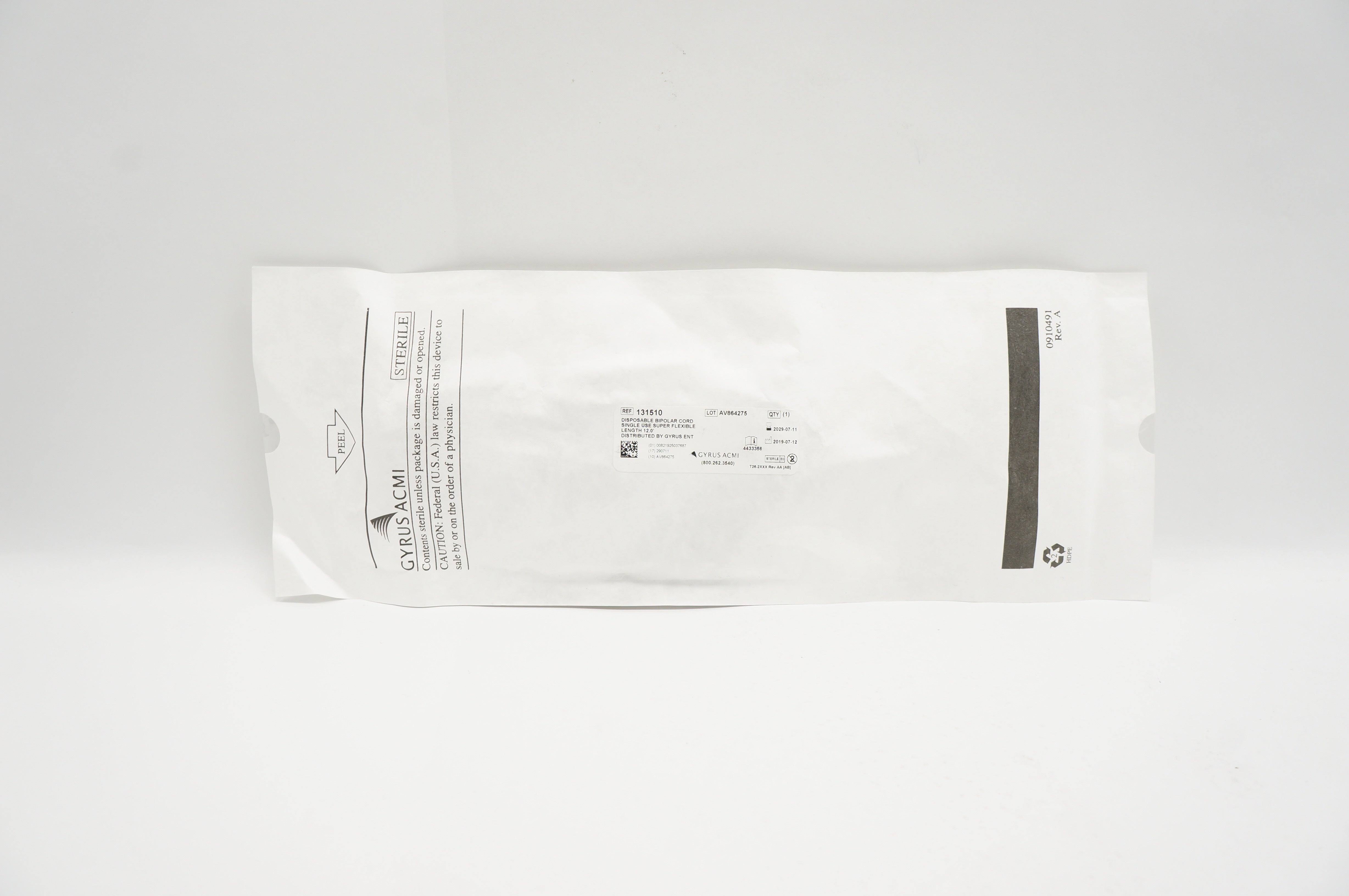 Gyrus ACMI 131510 Disposable Bipolar Cord Single Use Super Flexible 12.0'