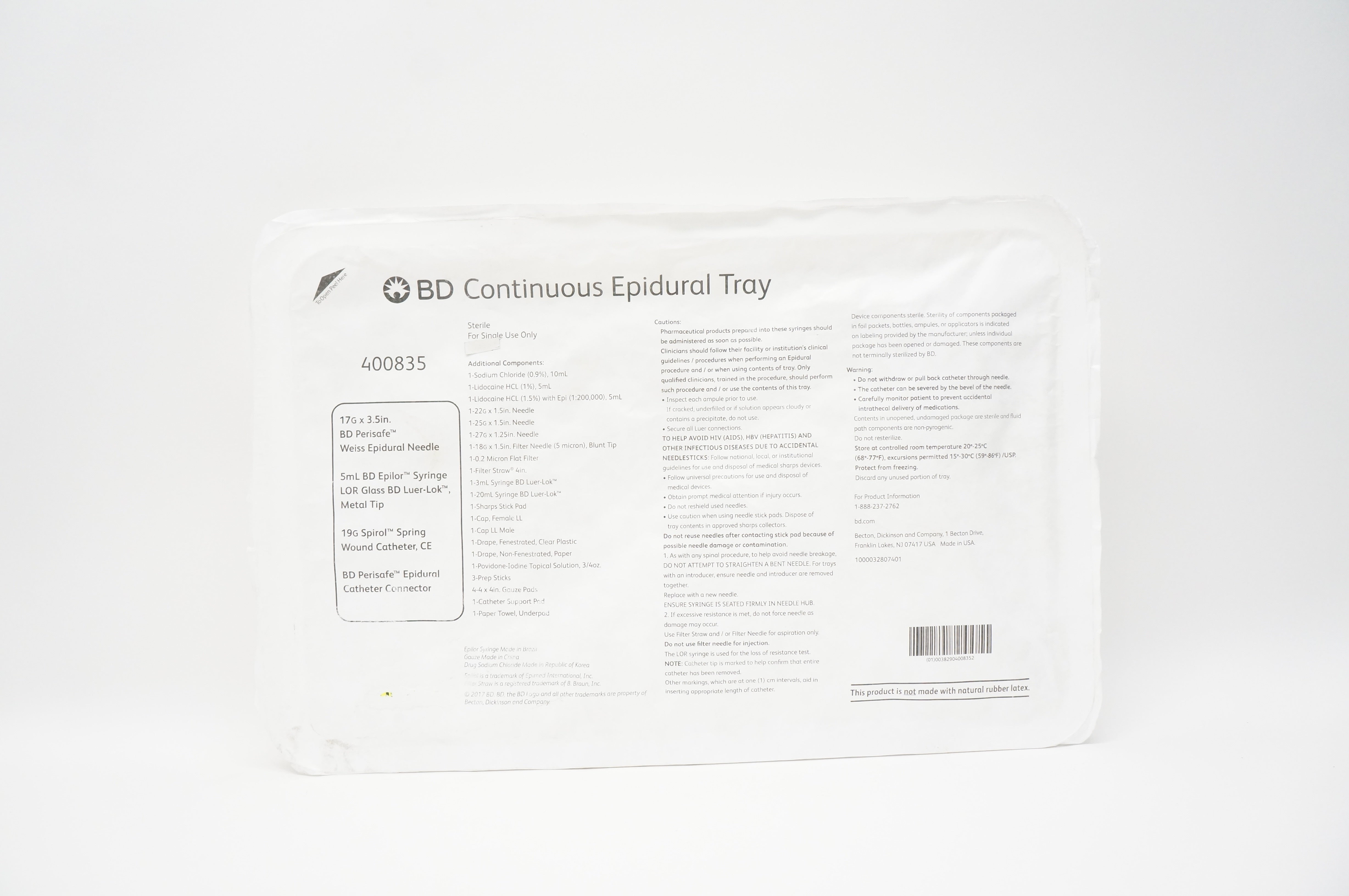 BD 400835 Continuous Epidural Tray (x)