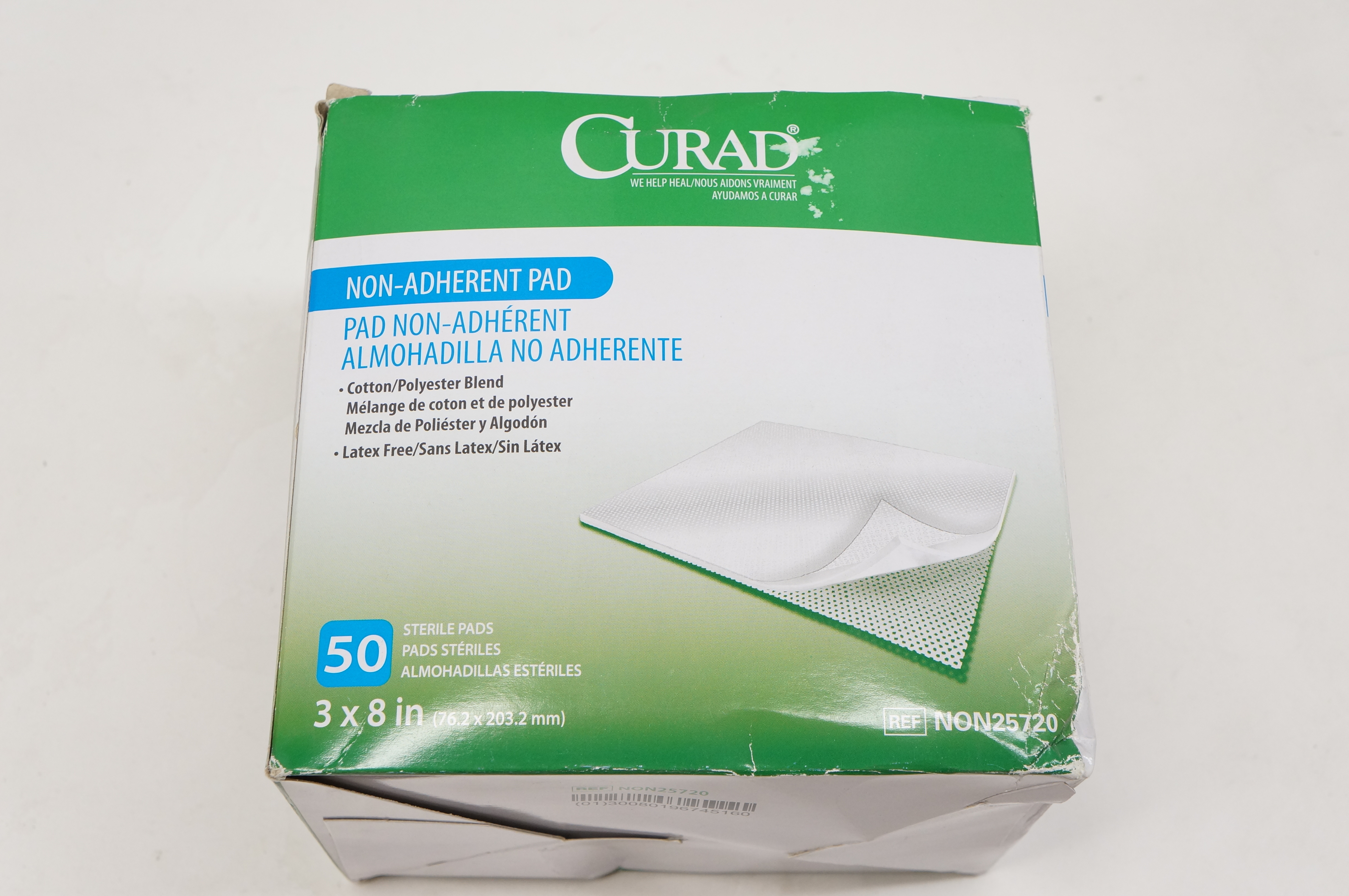 Medline NON25720 Curad Non-Adherent Pad 3 x 8 inch - Box of 50