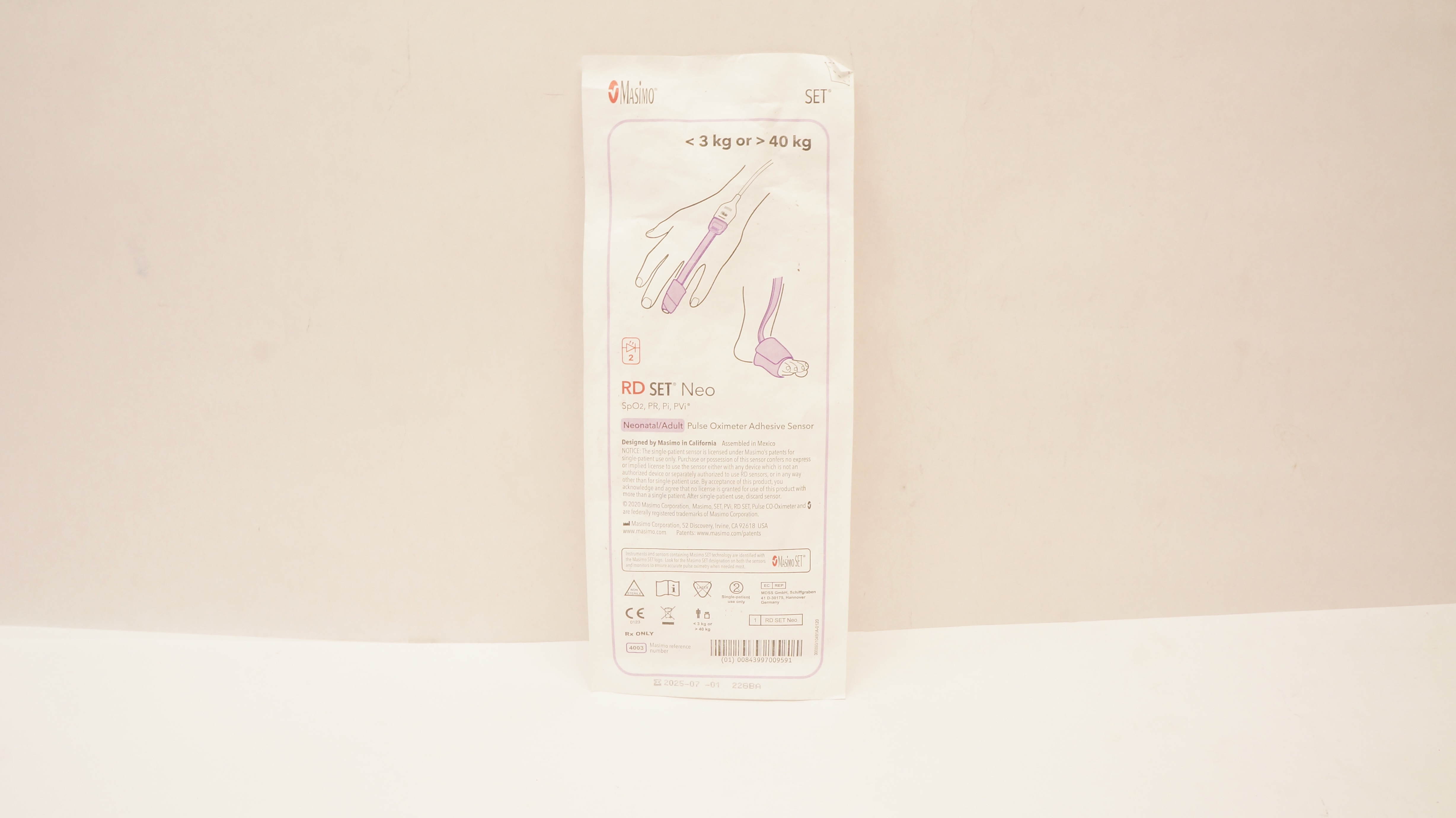 Masimo 4003 RD SET Neonatal/Adult Pulse Oximeter Adhesive Sensor 40kg