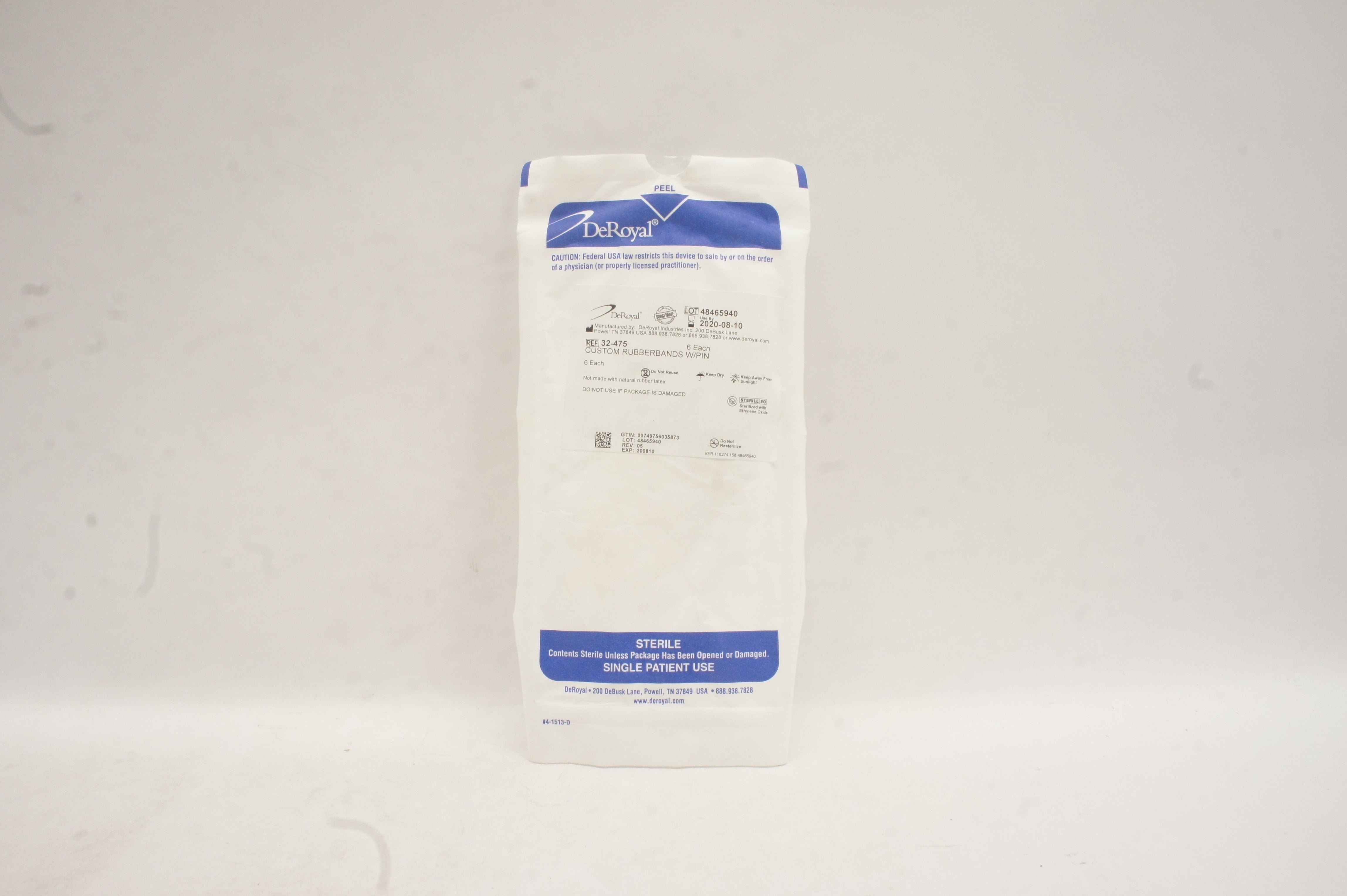 DeRoyal 32-475 Custom Rubberbands w/PIN - Pack of 6 (x)