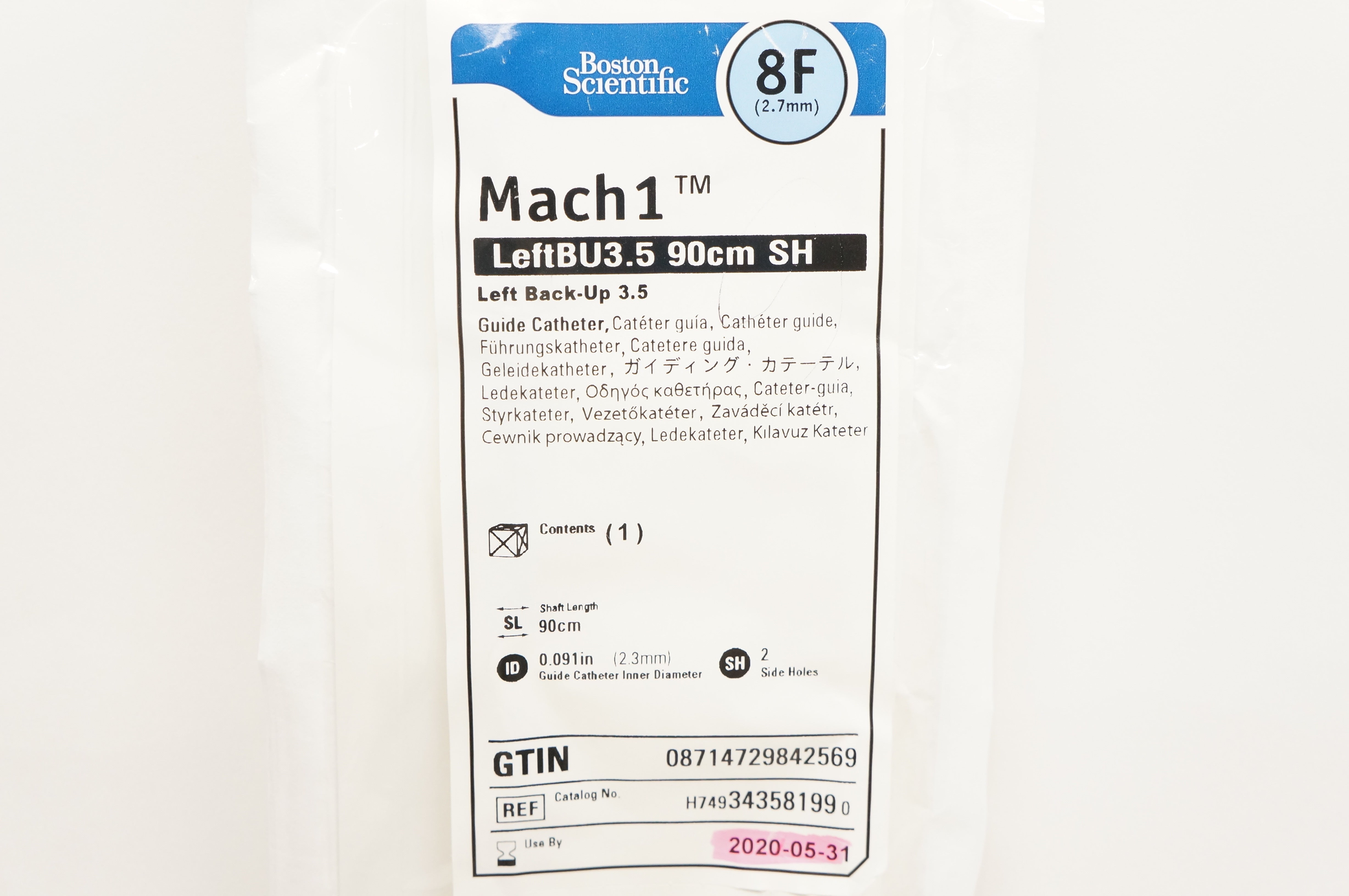 Boston Scientific H749343581990 Mach1 Left BackUp 3.5 Guide Cath. 8F (x)