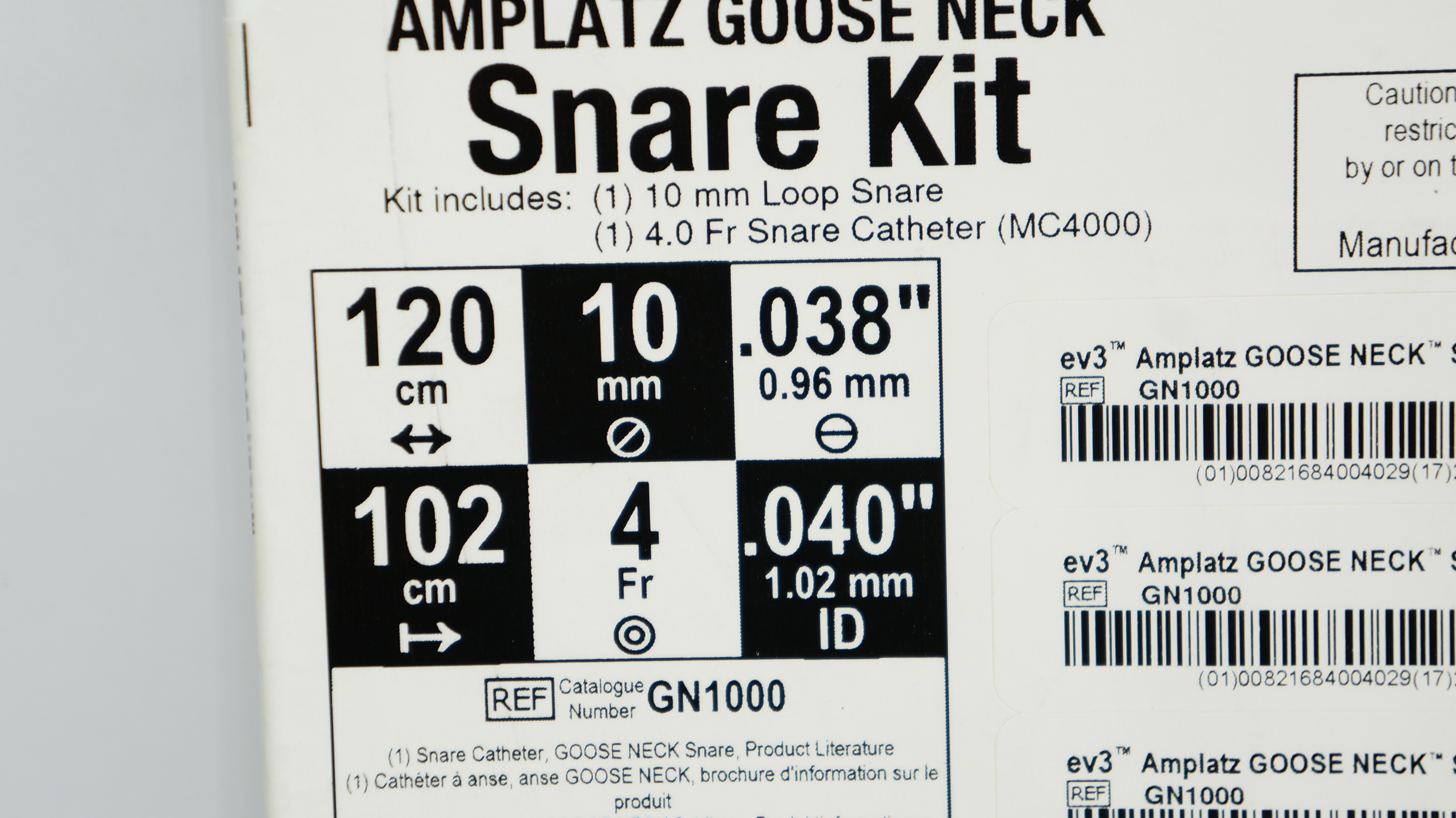 Ev3 GN1000 Amplatz Goose Neck, Snare Kit 4Fr x .040inch x 102cm (x)