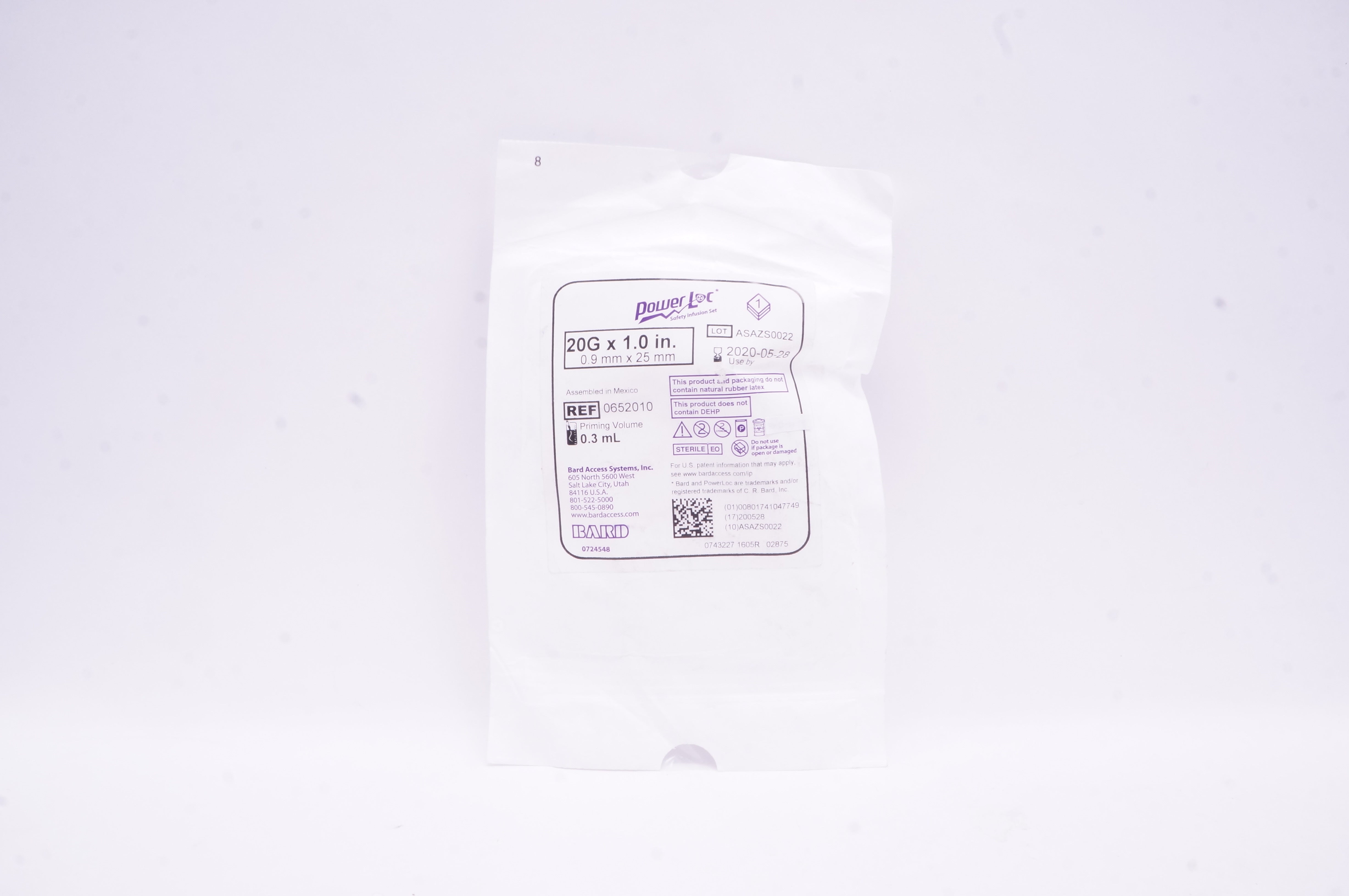Bard 0652010 Power Loc Safety Infusion Set 20G x 1.0 inch (x)