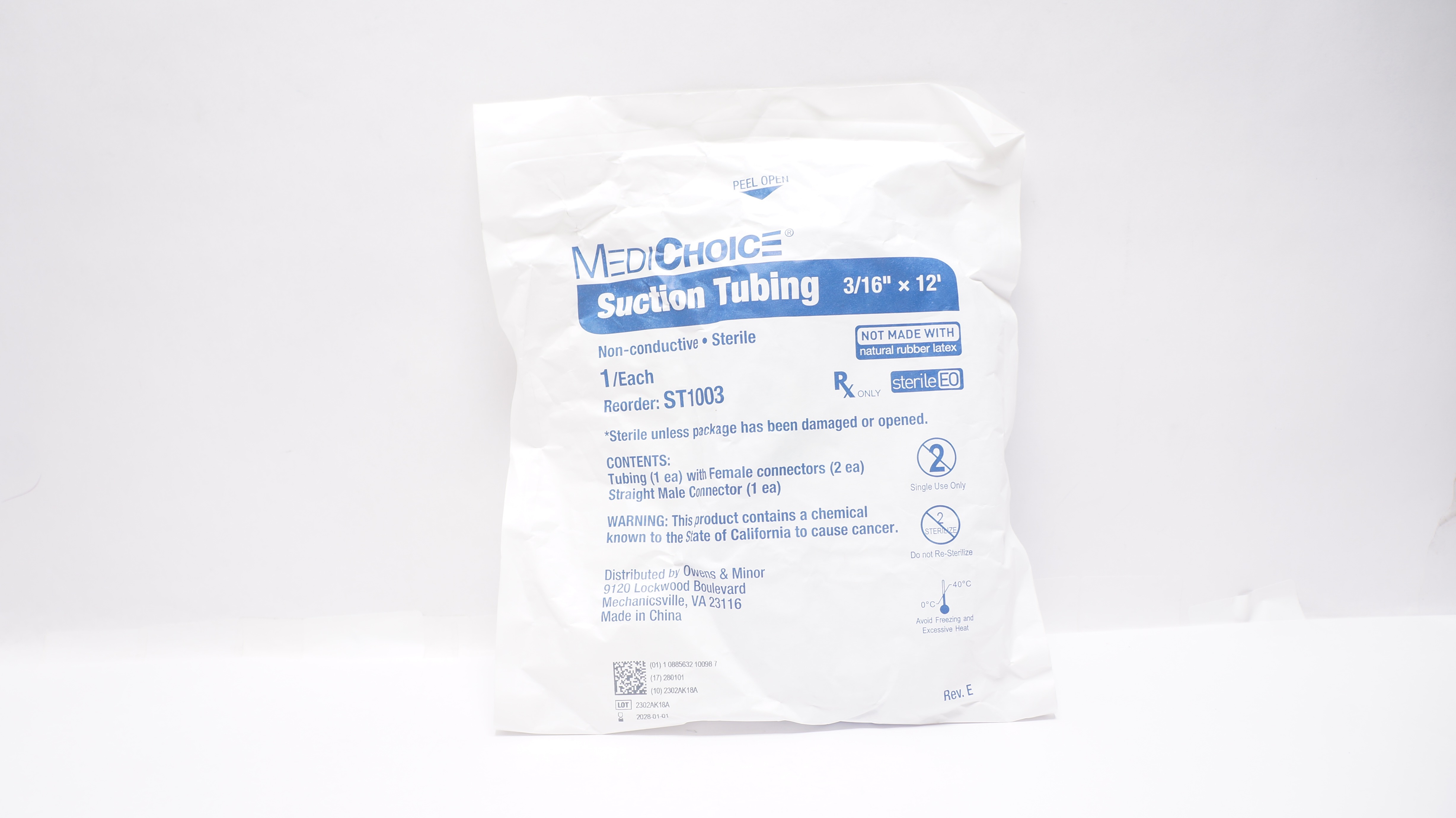 MediChoice ST1003 Suction Tubing 3/16inch x 12Fr