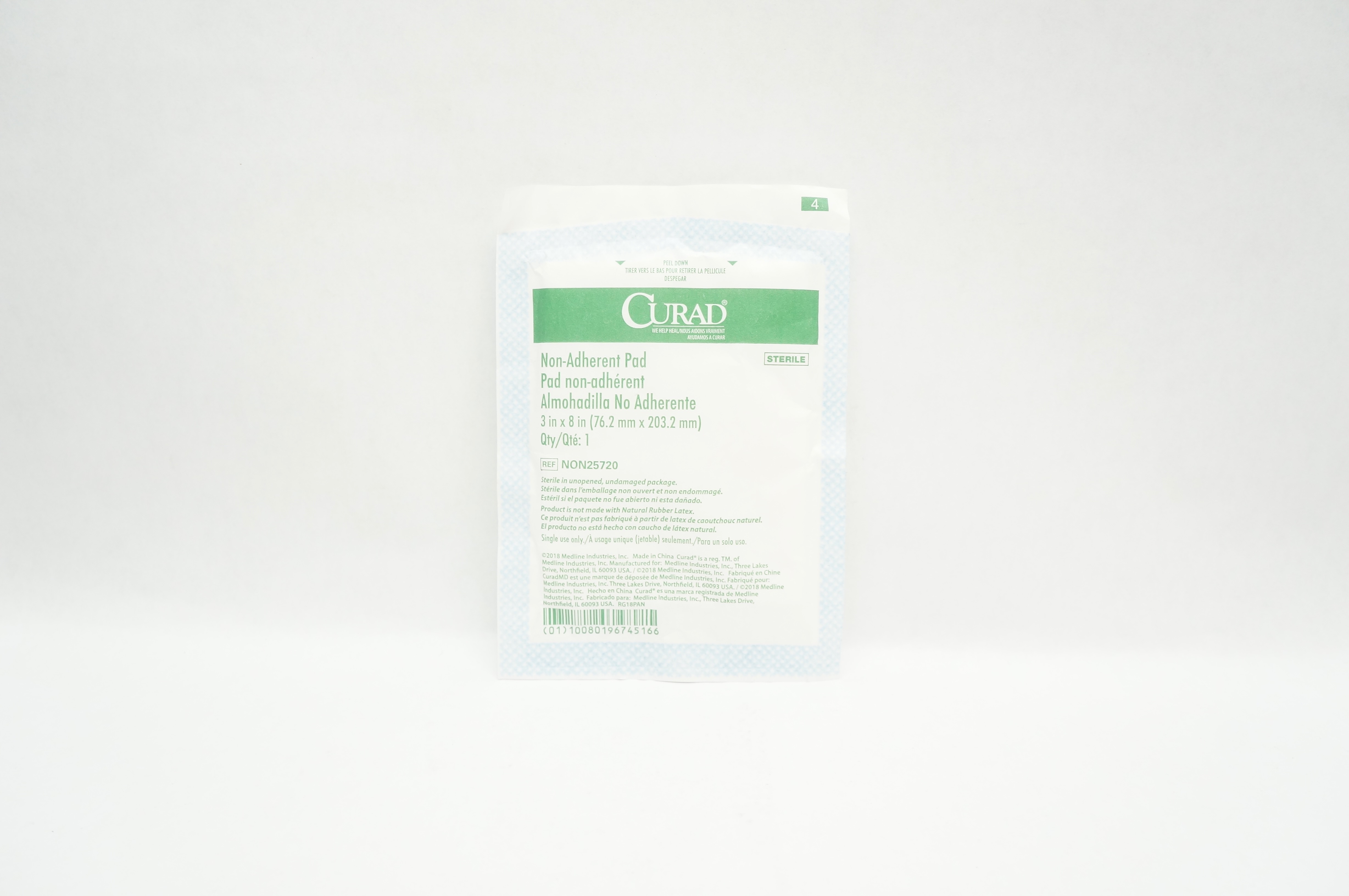 Medline NON25720 Curad Non-Adherent Pad 3inch x 8inch