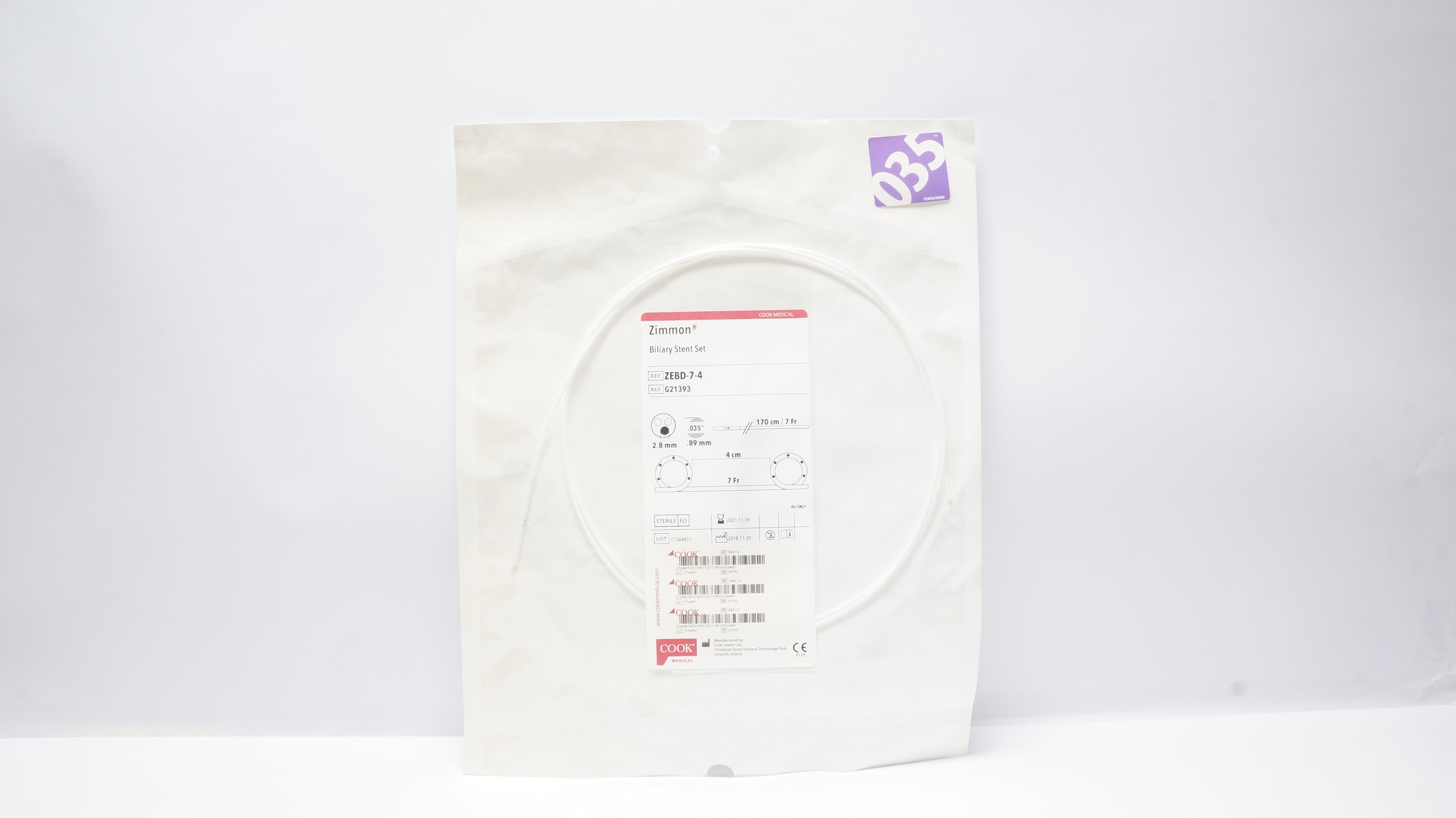 Cook Medical G21393 Zimmon Biliary Stent Set, 170cm/7Fr (x)