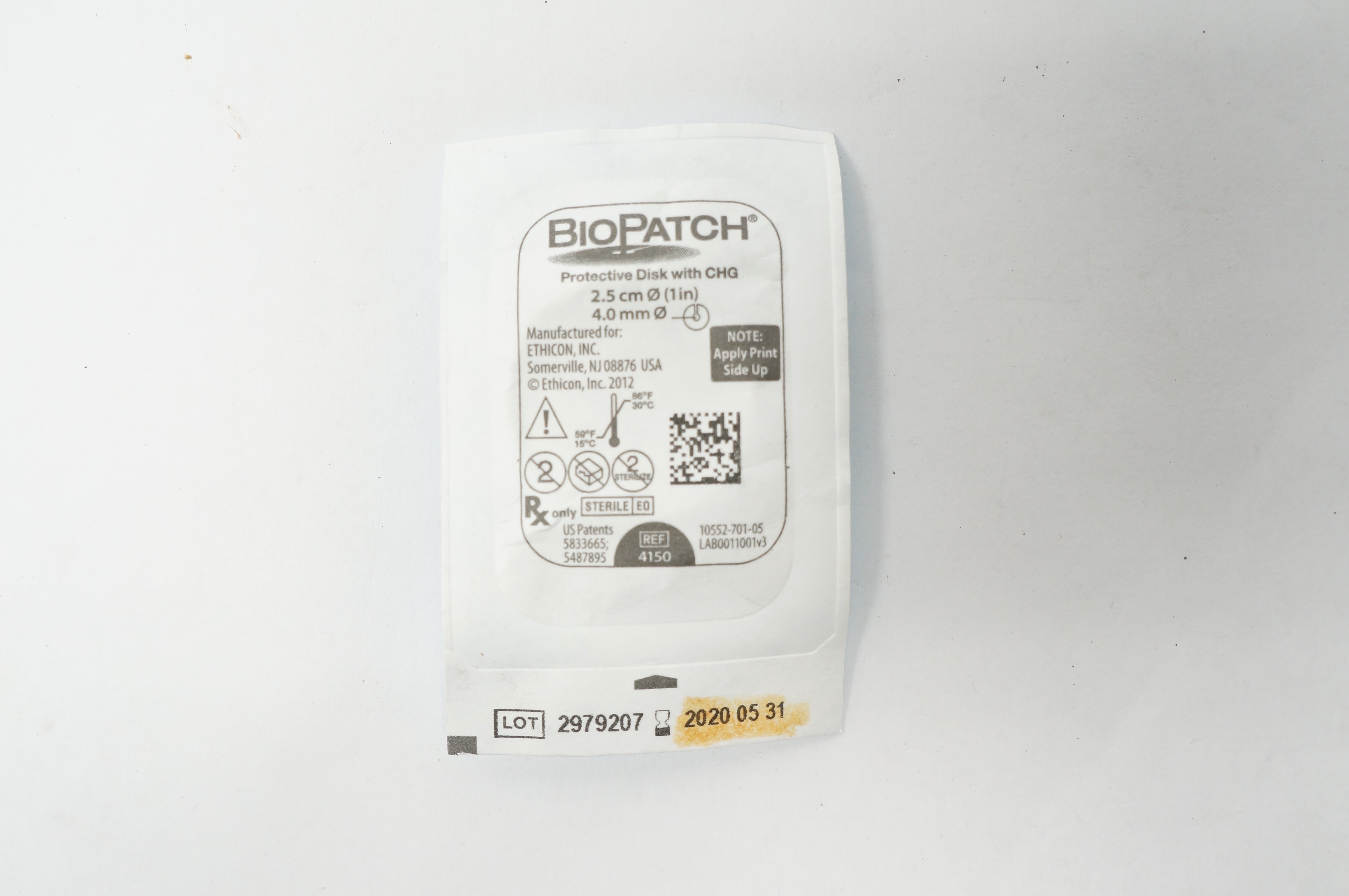 Ethicon 4150 BioPatch Protective Disk with CHG 1inch x 4.0mm (x)