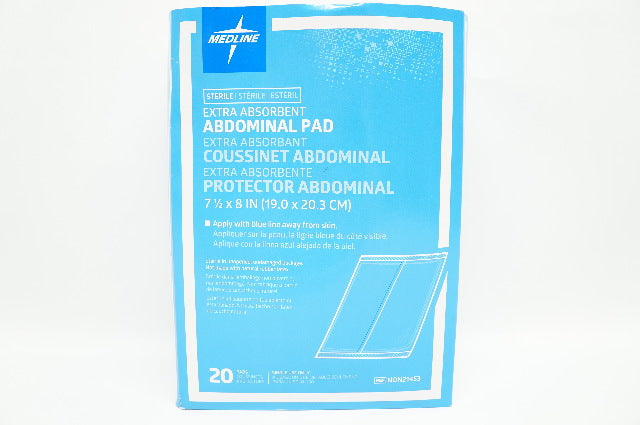 Medline NON21453 Extra Absorbent Abdominal Pad 7 1/2 x 8inch - Box of 19