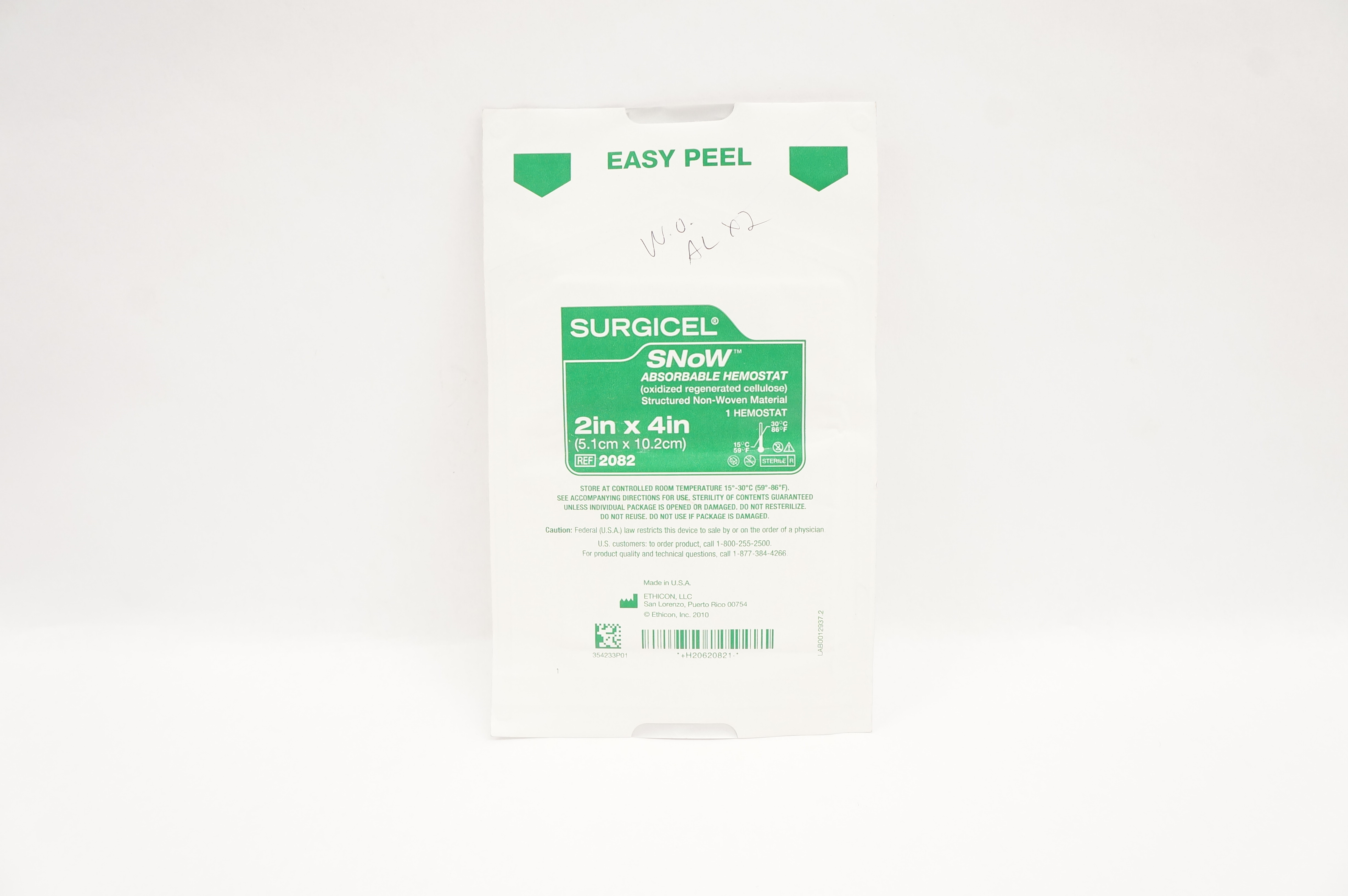 Ethicon 2082 Surgicel SnoW Absorbable Hemostat 2inch x 4inch (x)