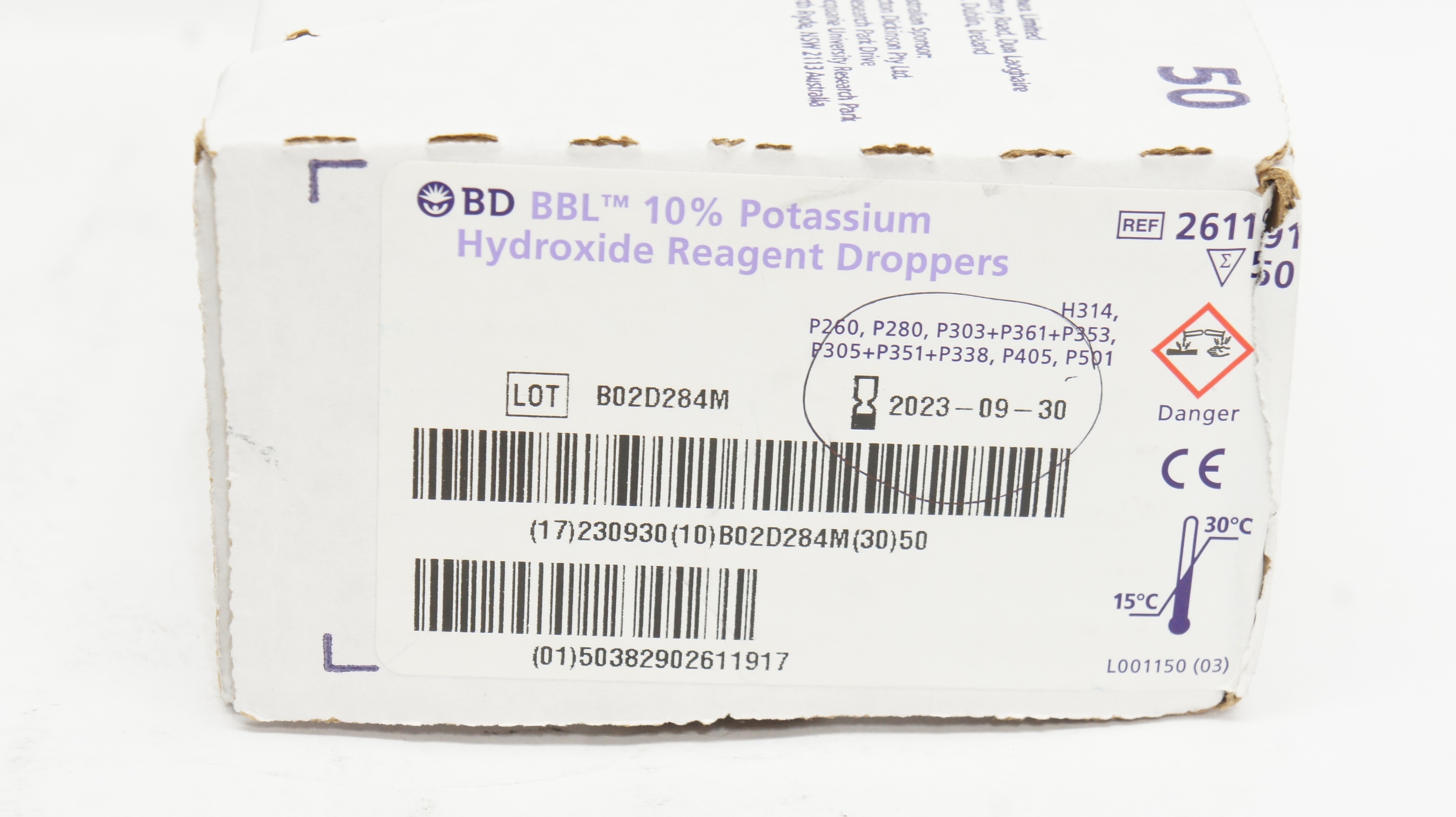 BD 261191 BBL 10% Potassium Hydroxide Reagent Droppers - Box of 25