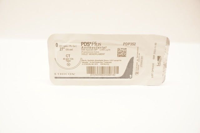 Ethicon PDP352 0 PDS Plus Antibacterial Stre CT 40mm 1/2c Taper, 27inch (x)