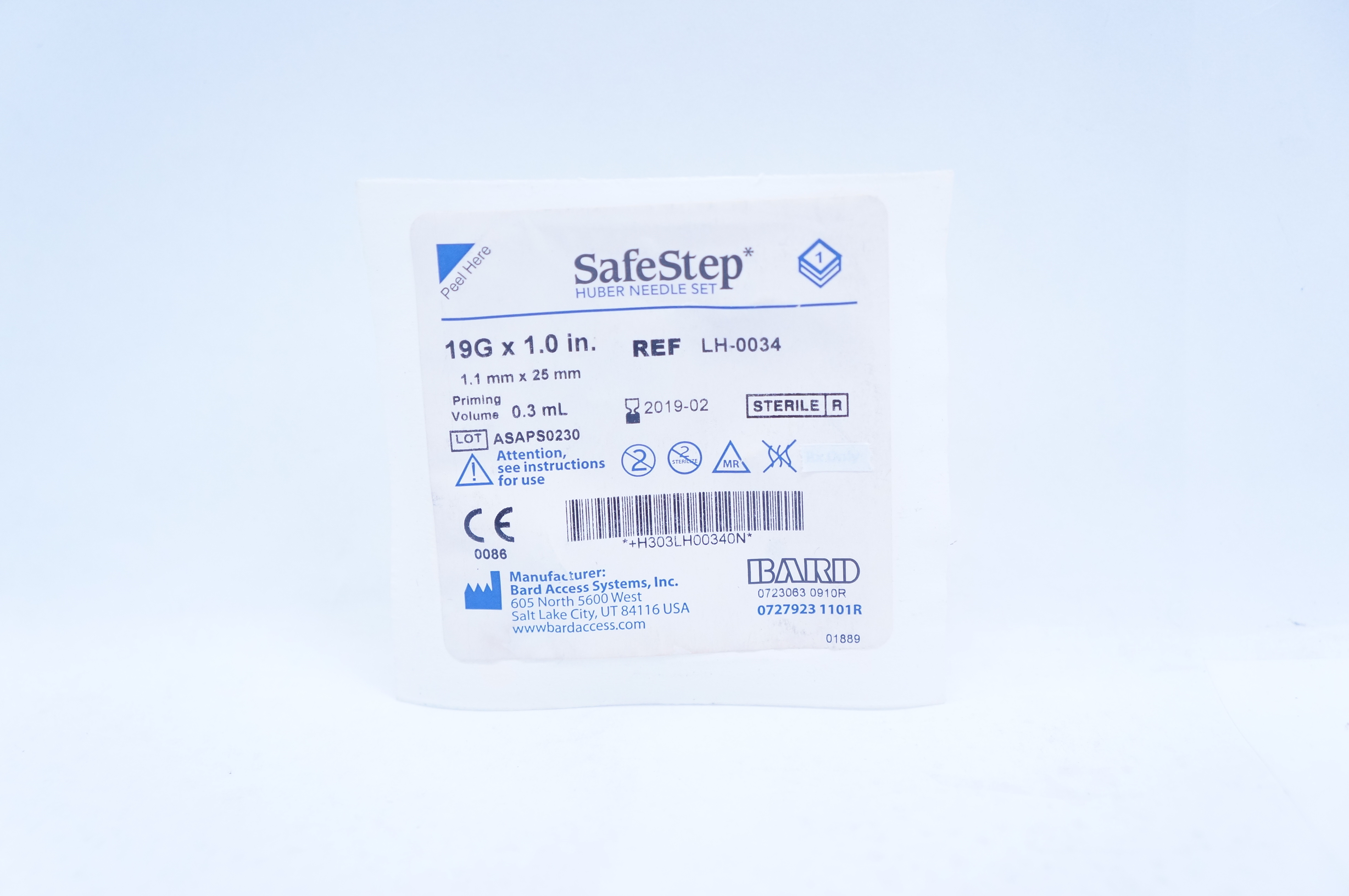Bard LH-0034 SafeStep Huber Ndle Set 19G x 1.0inch 0.3mL (x)