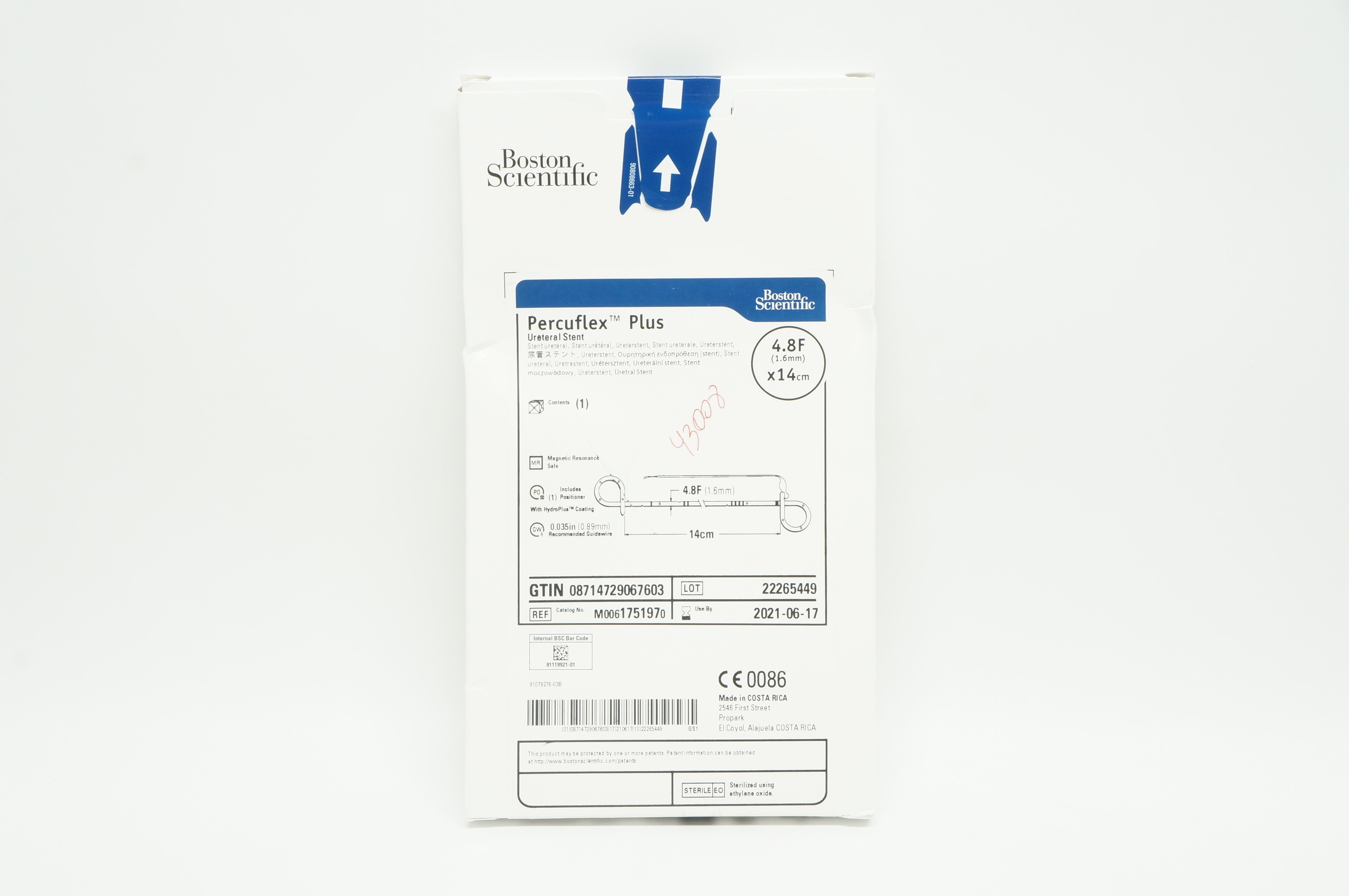 Boston Scientific 175197 PercuflexTM Plus Ureteral Stnt 4.8F x 14cm