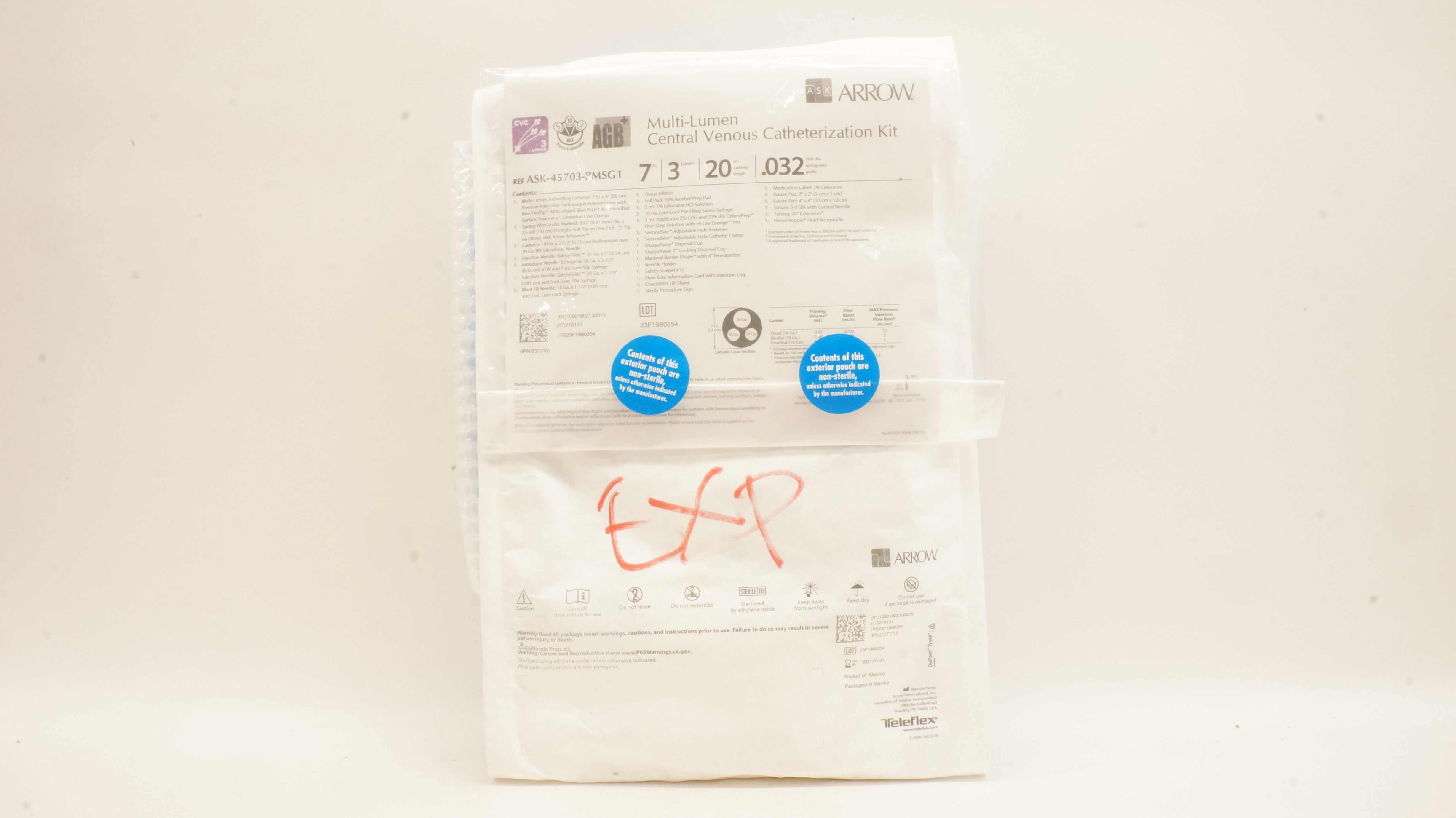 Teleflex ASK-45703-PMSG1 Multi-Lumen Central Venous Cath. Kit 7Fr x 20cm (x)