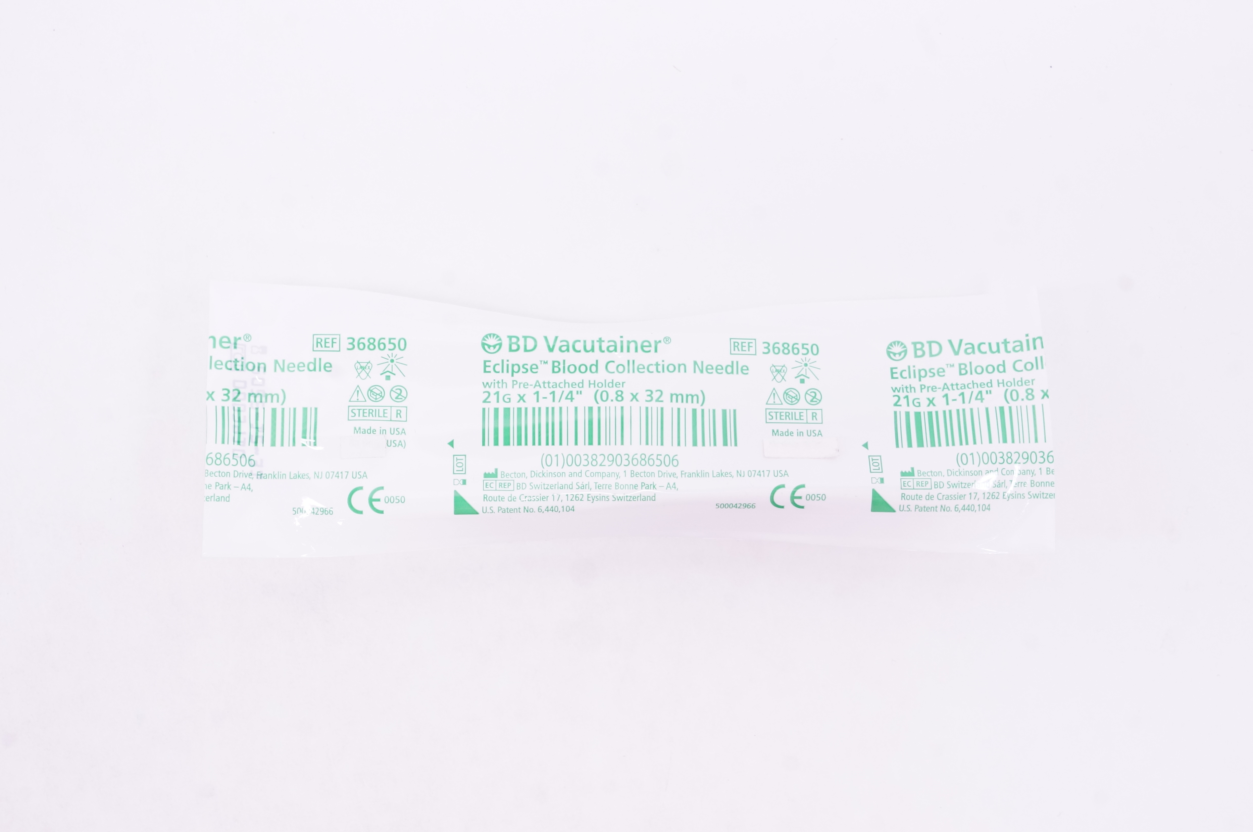 BD 368650 Vacutainer Eclipse Blood Collection Ndle. 21G x 1-1/4inch