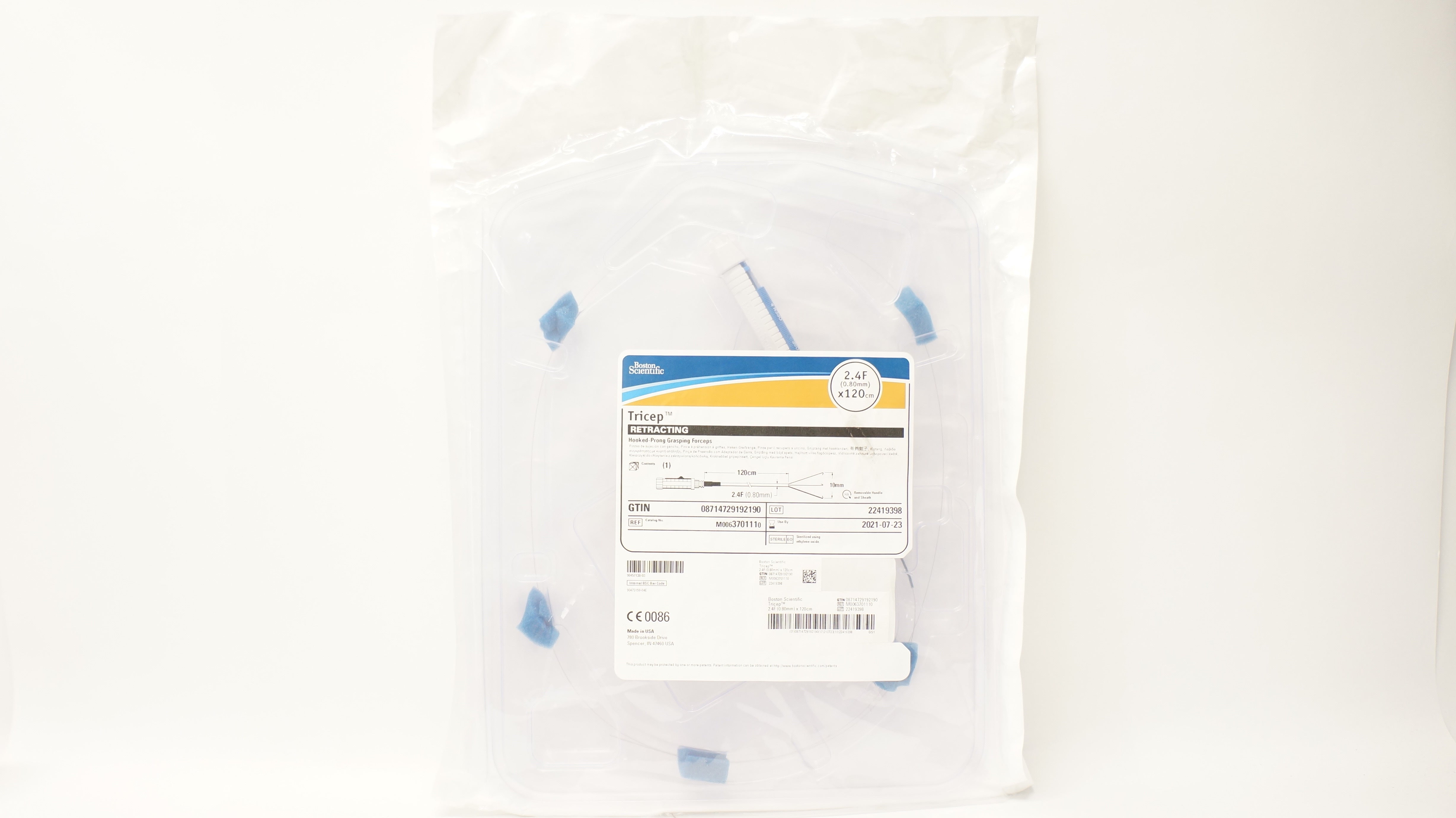 Boston Scientific M0063701110 Tricep Retracting Grasping Forceps 2.4Fx 120cm (x)