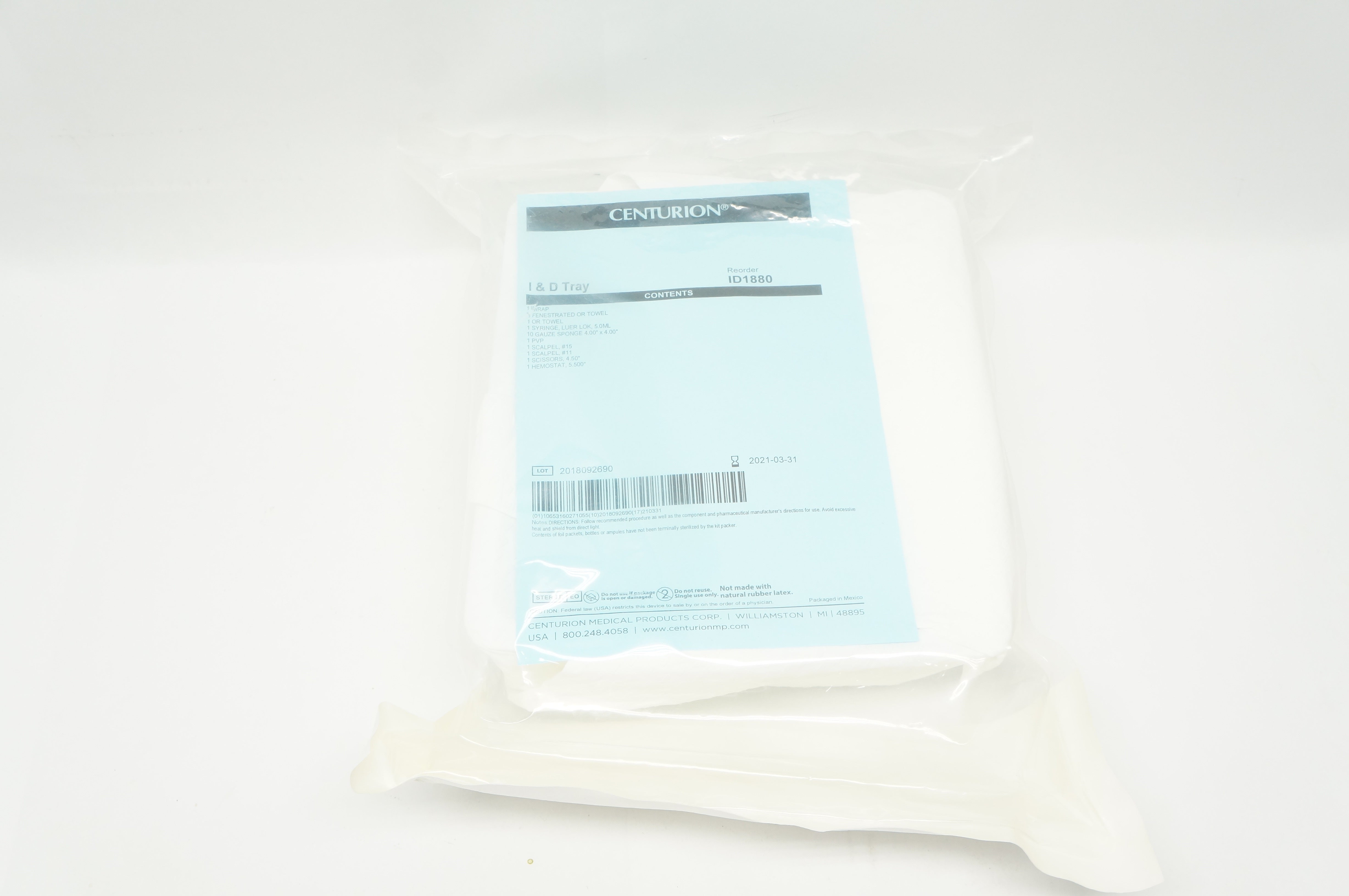 Centurion ID1880 Incision & Drainage Tray (x)
