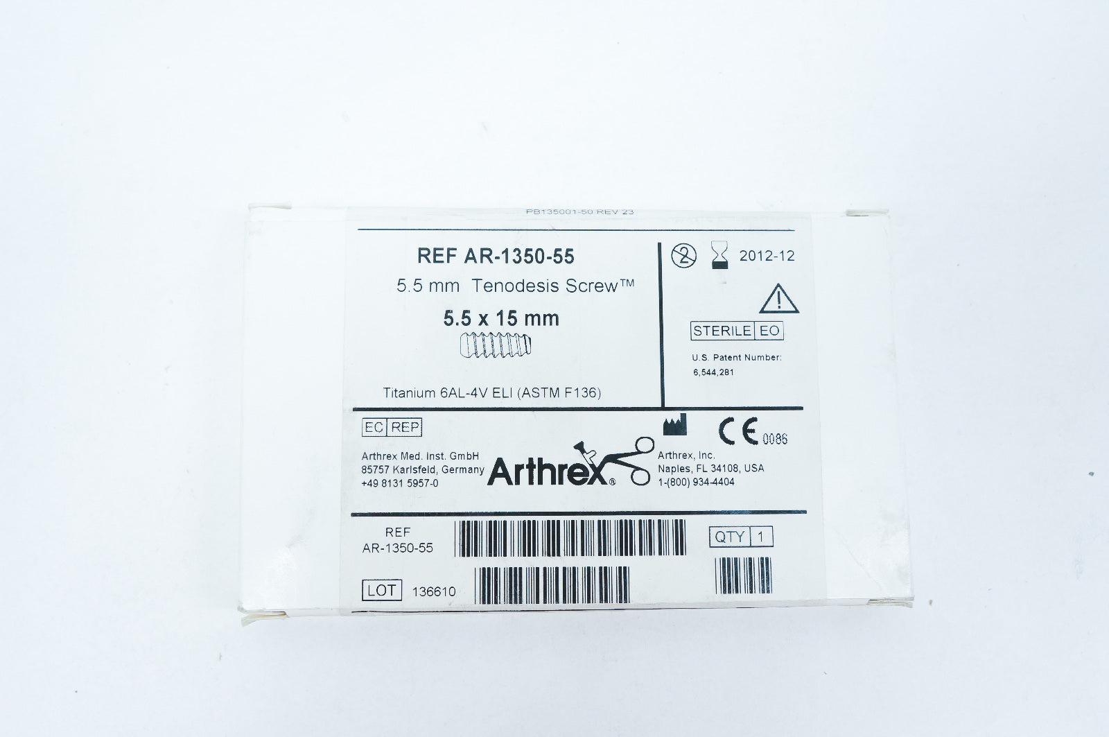 Arthrex AR-1350-55 Tenodesis Screw 5.5 x 15mm (x)