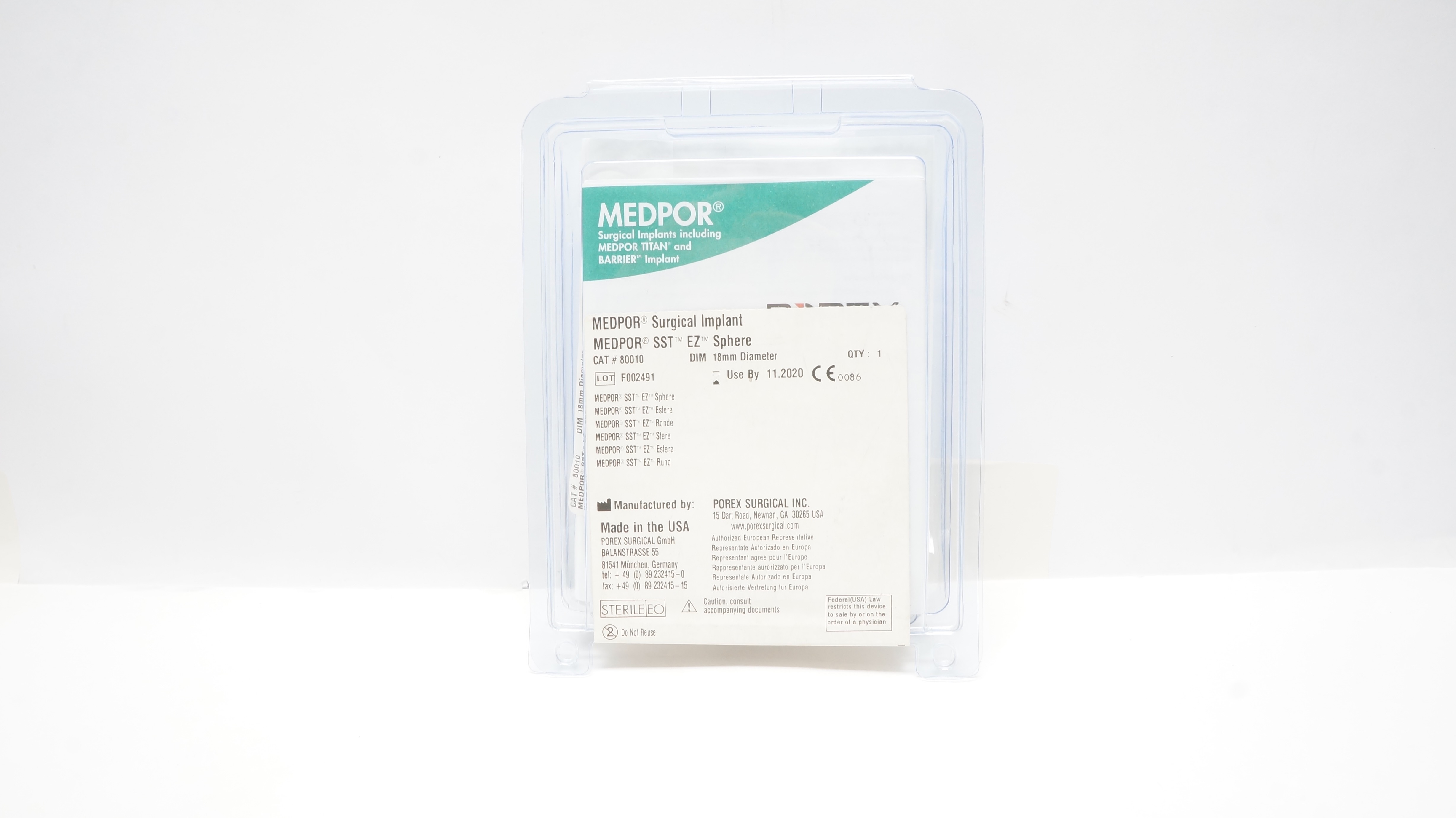 Porex 80010 MEDPOR Surgical Implant 18mm Diameter (x)