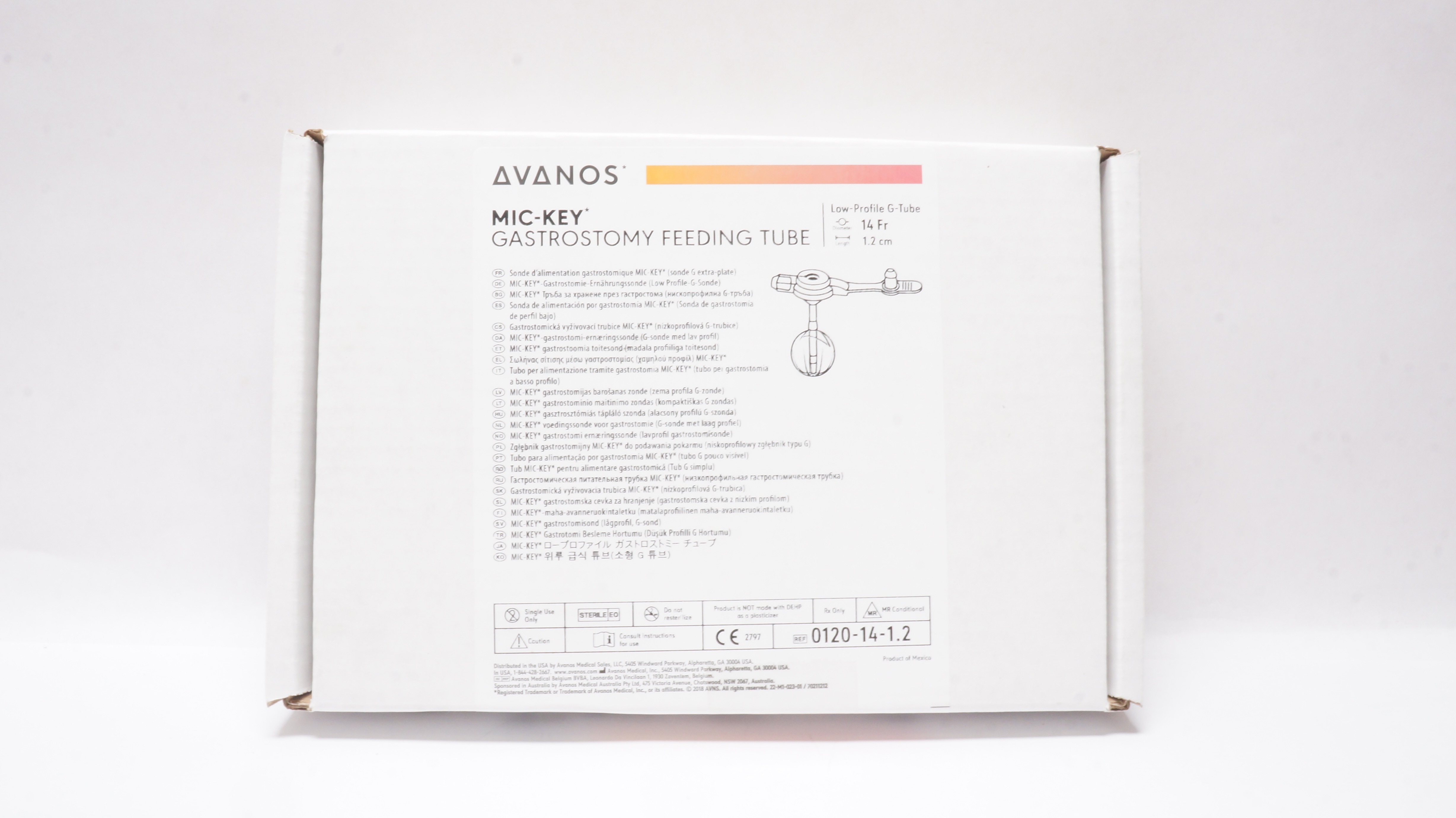 Avanos 0120-14-1.2 MIC-KEY Gastrostomy Feeding Tube 14Fr x 1.2cm