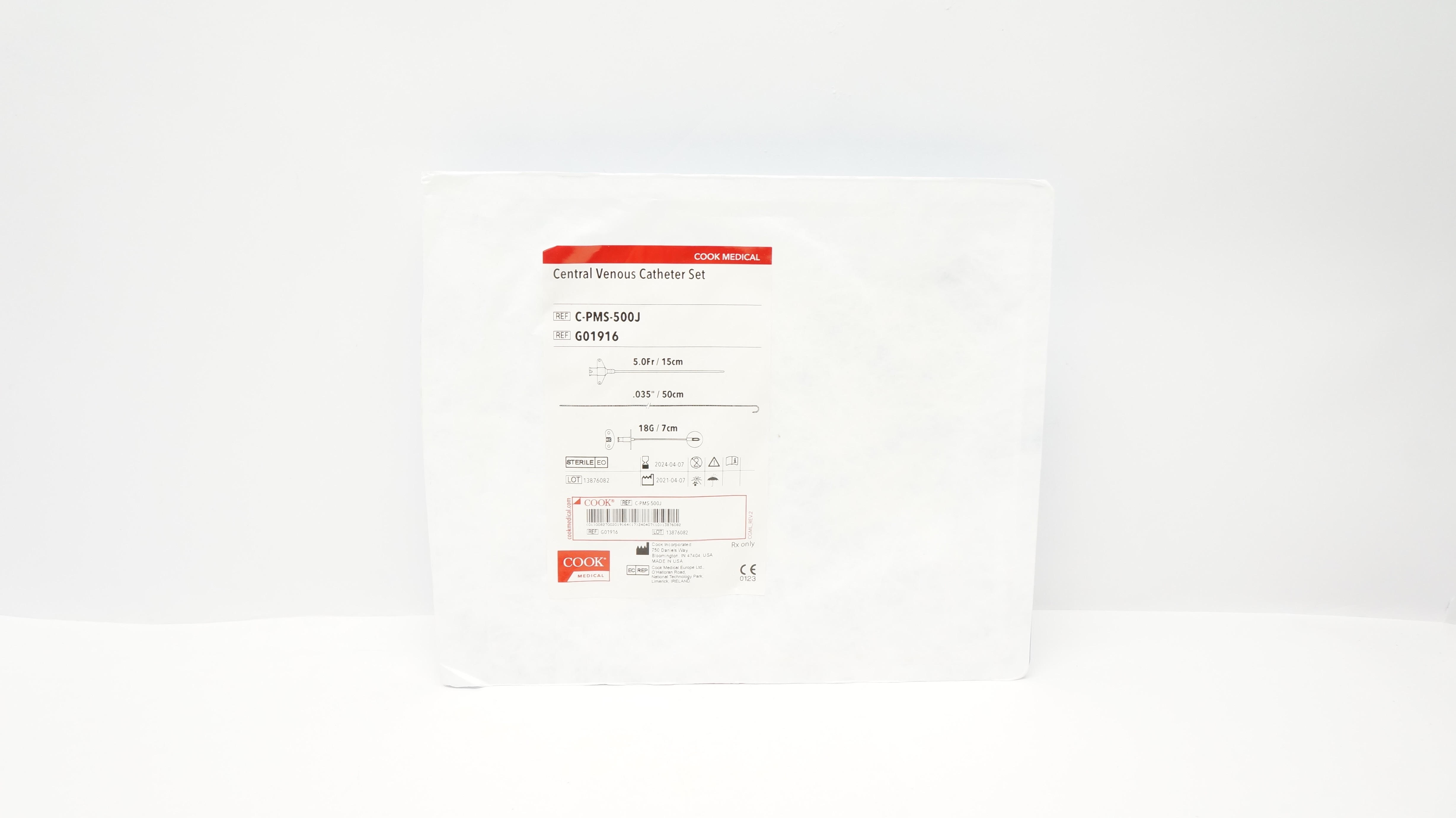 Cook Medical G01916 Central Venous Cath. Set  5.0Fr x 15cm (x)