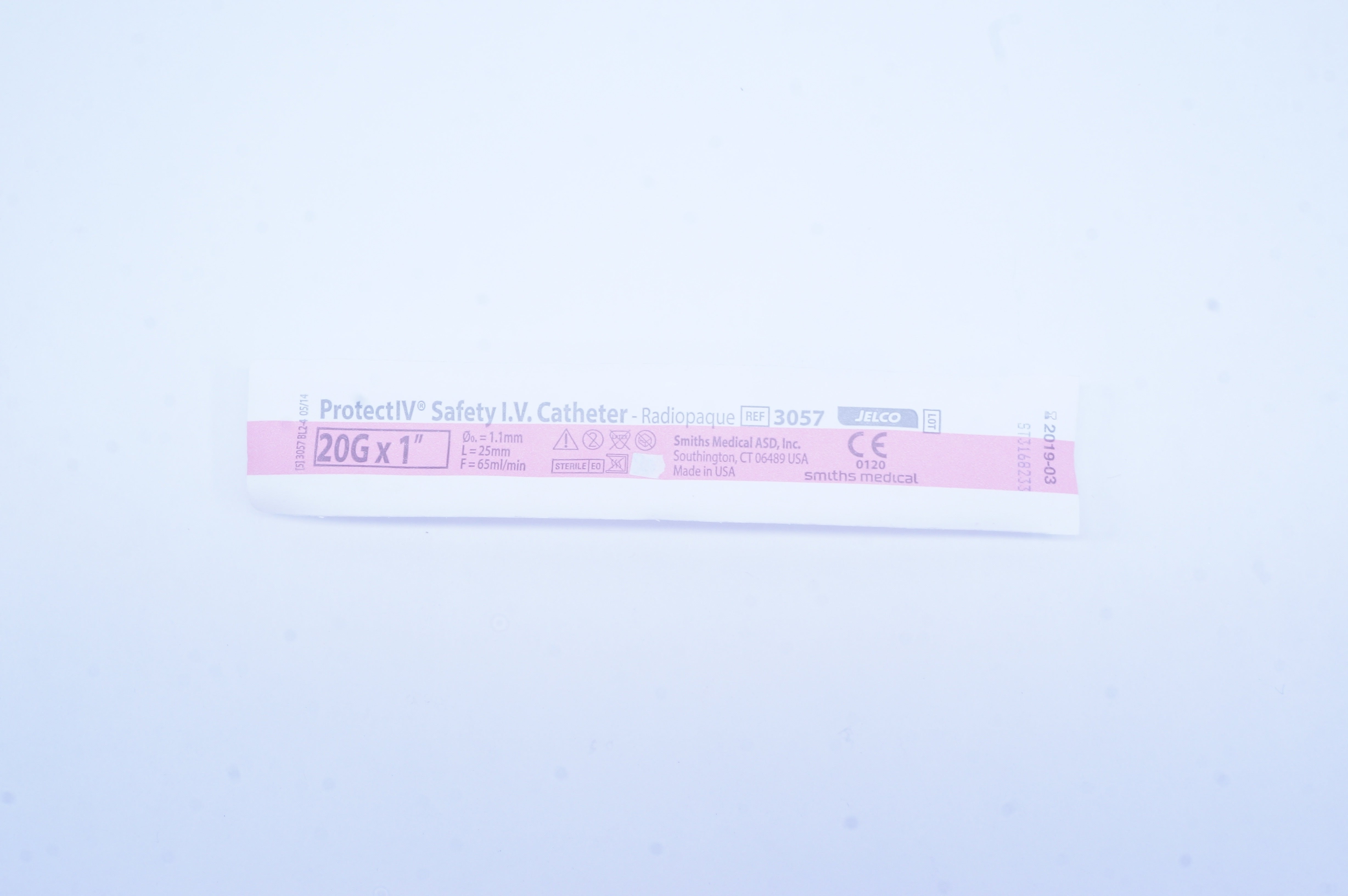 Smiths Medical 3057 Jelco ProtectIV Safety I.V. Cath.- Radiopaque 20G x 1inch(x)