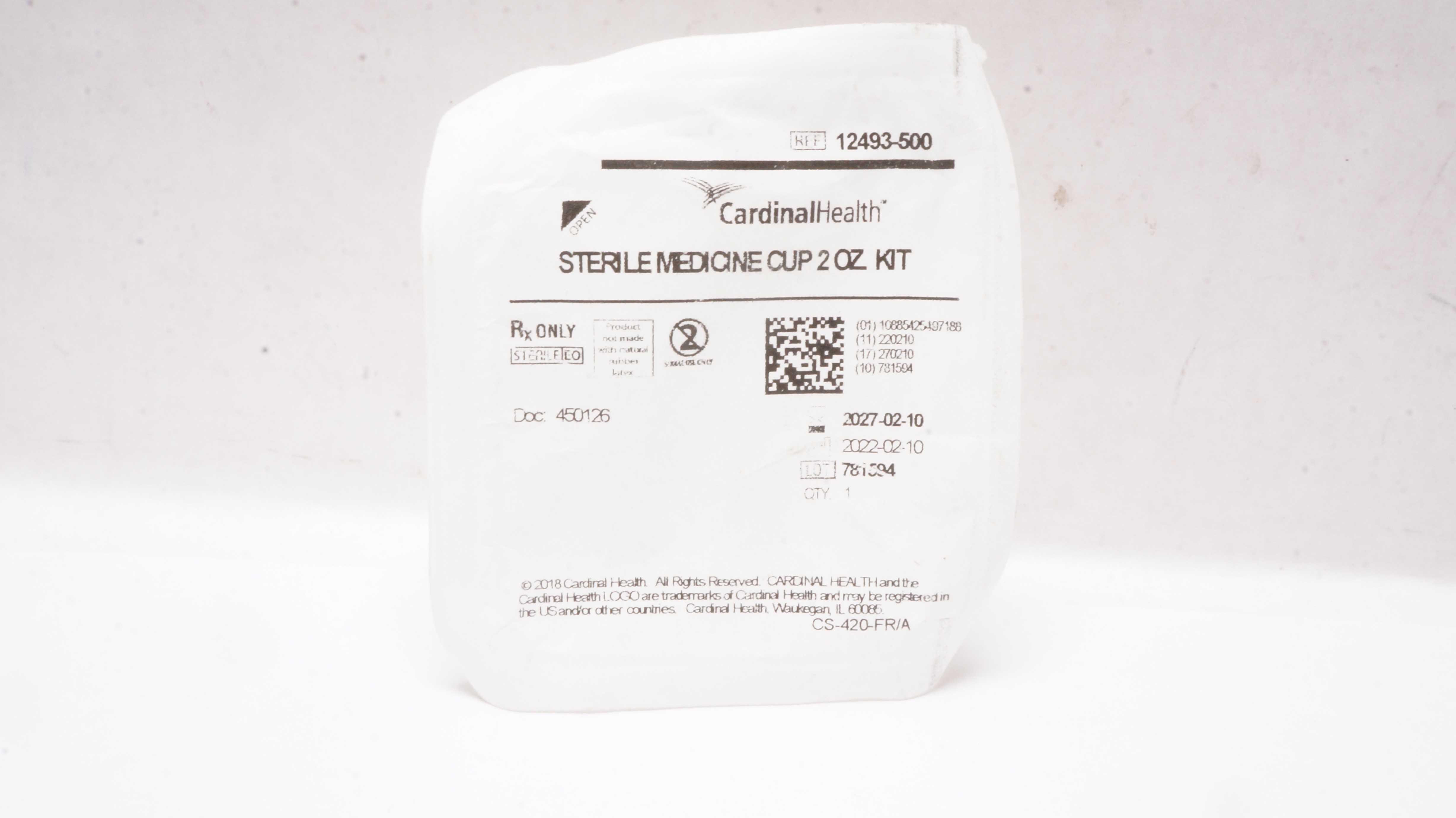 Cardinal Health 12493-500 Sterile Medicine Cup 2 oz Kit