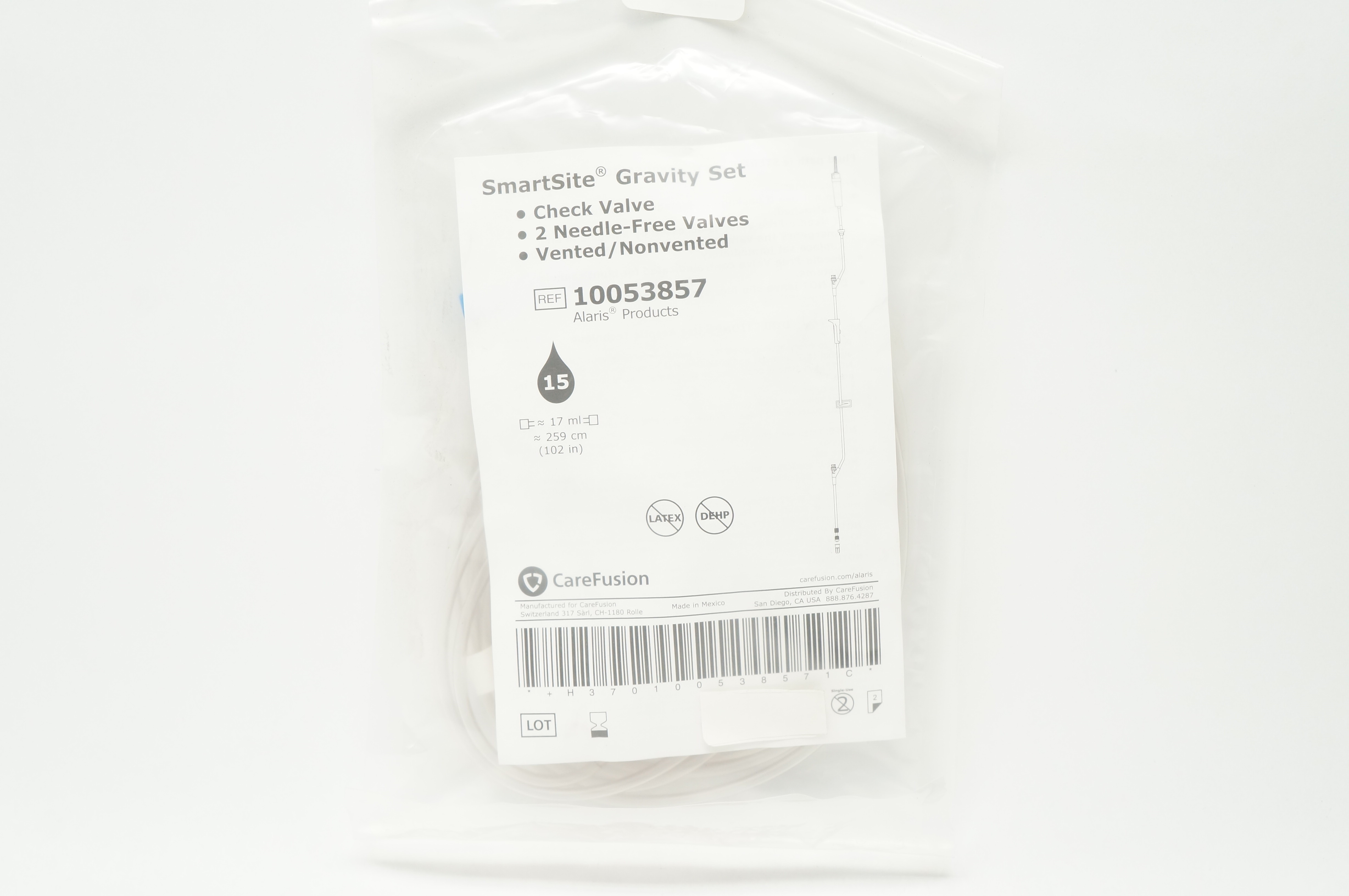CareFusion 10053857 Alaris SmartSite Gravity Set 15 Drops 17ml x 102 inch (x)